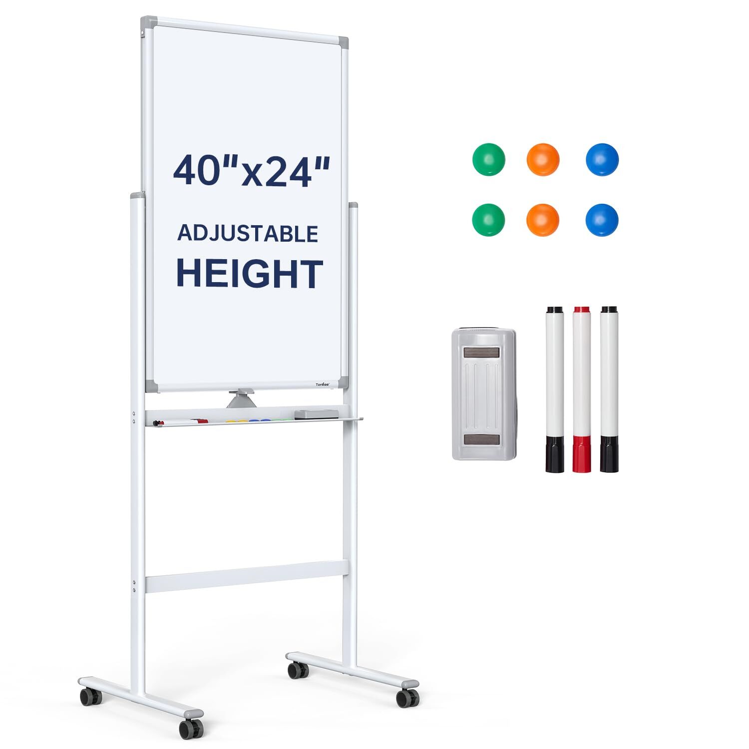 Mobile Dry Erase Board On Wheels 40 X 24 Magnetic Double Sided Whiteboard Easel