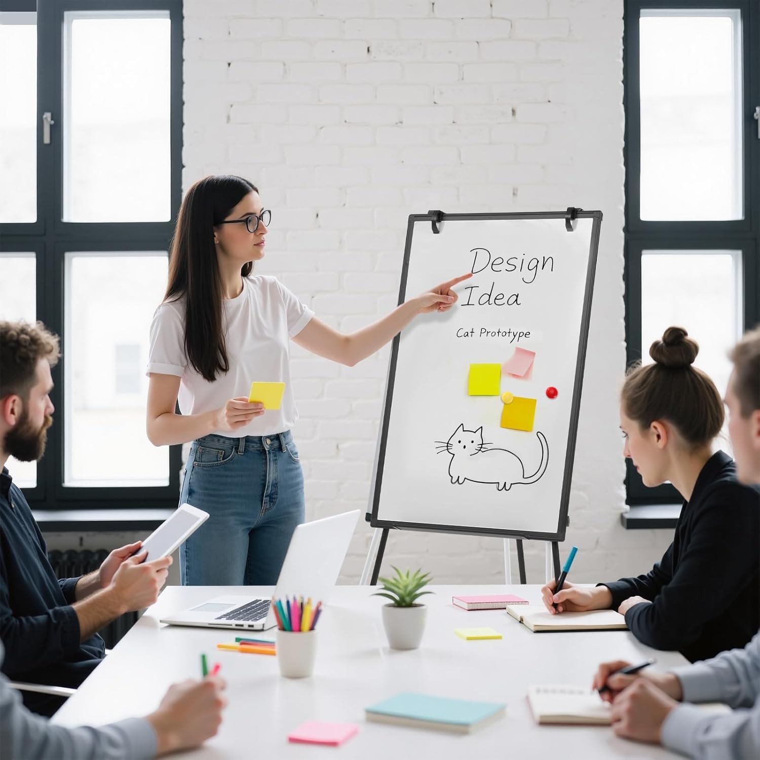Whiteboard Easel Magnetic White Board Dry Erase Portable Boards with Stand
