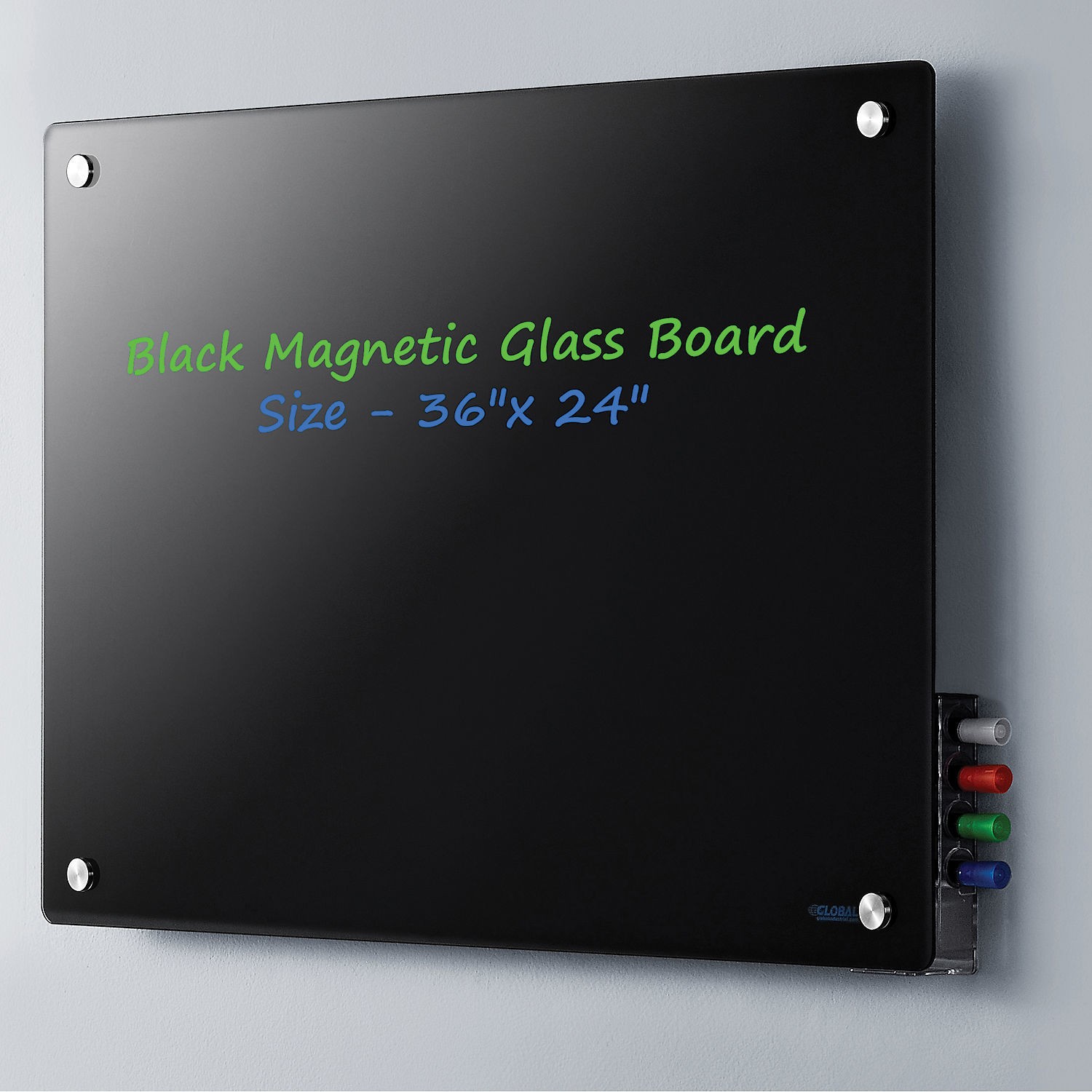 Global Industrial 36’W x 24″H Magnetic Glass Whiteboard Black
