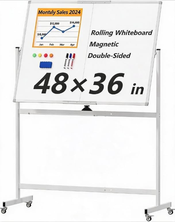40″×28″/48″×36″ Mobile Dry Erase Board Magnetic Whiteboard w/ StandDouble Sided