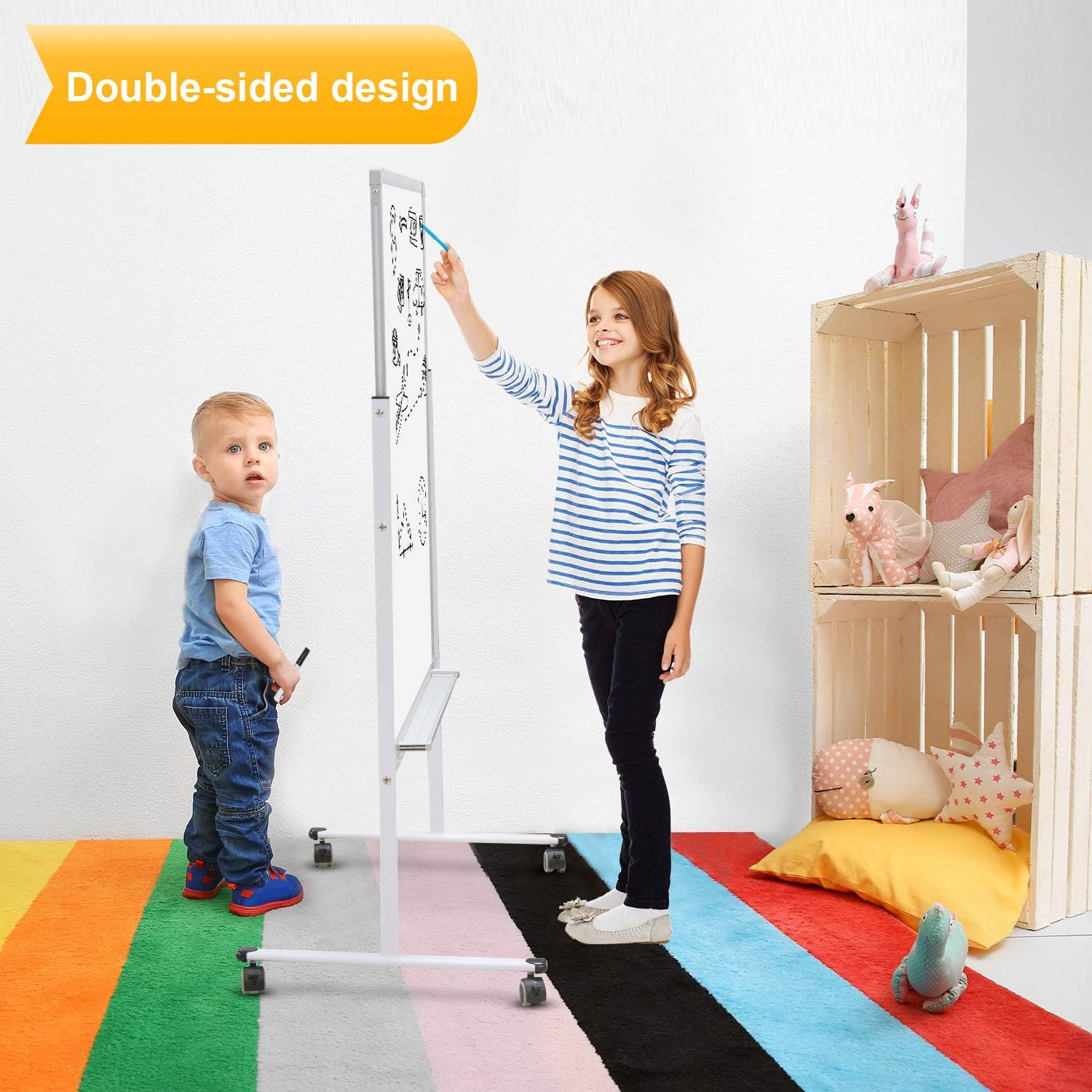 24″X36″ Dry Erase Board with Stand – Adjustable Height Double Side Mobile Magnet