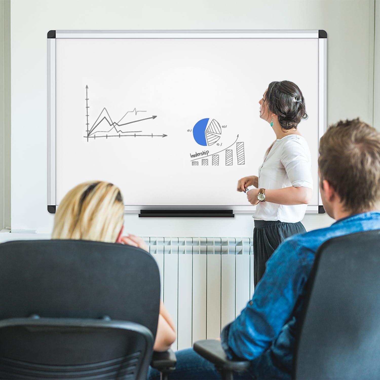 36 X 24 Inches Wall Mount Magnetic Dry Erase Board with Silver Aluminum Frame