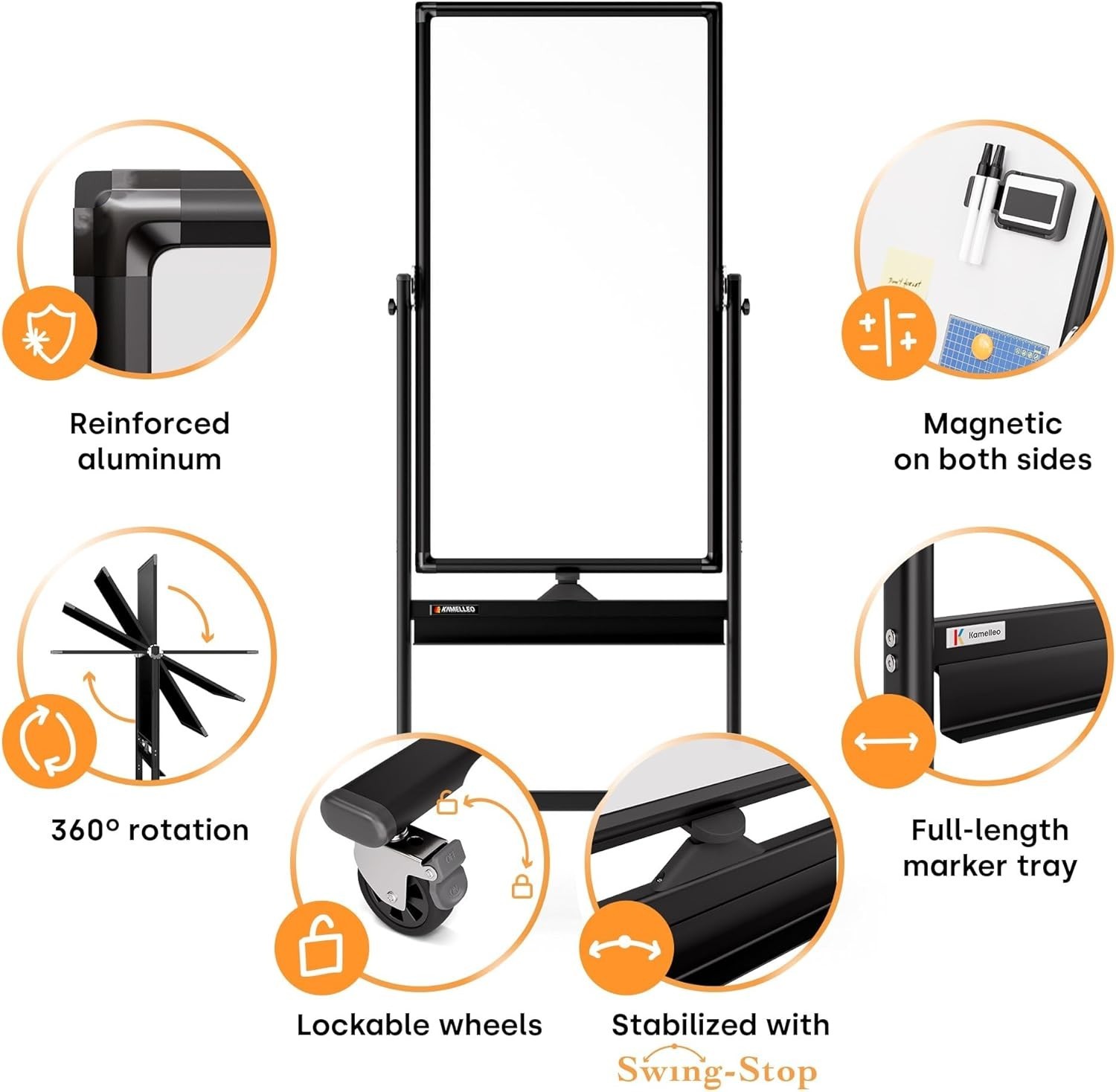 Large 24×48 Portable Whiteboard – Freestanding Magnetic Solution for Any Space
