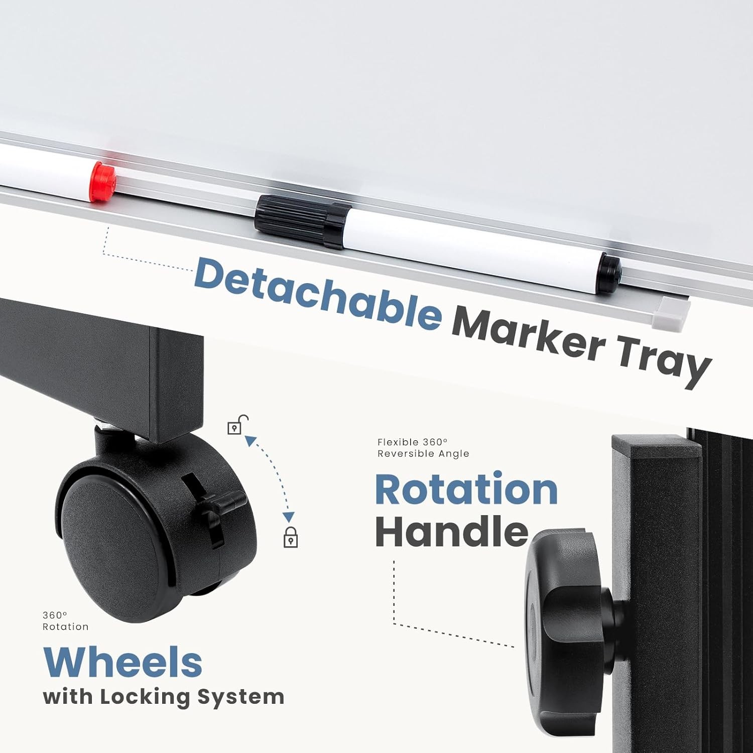 Whiteboard Easel Magnetic White Board Dry Erase Portable Boards with Stand
