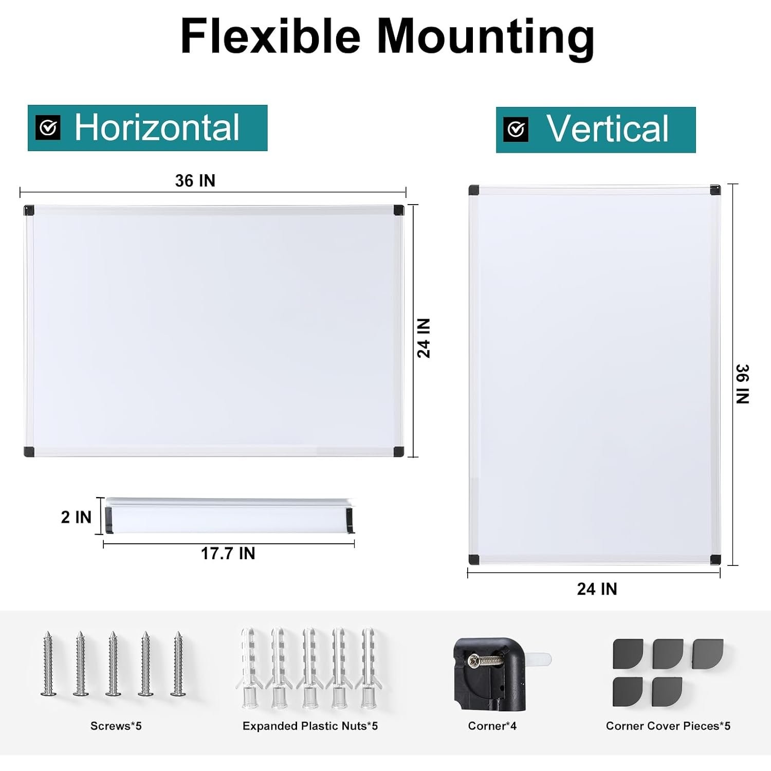 Wall Mounted Dry Erase Board 36″ x 24″ with Magnetic Surface & Accessories