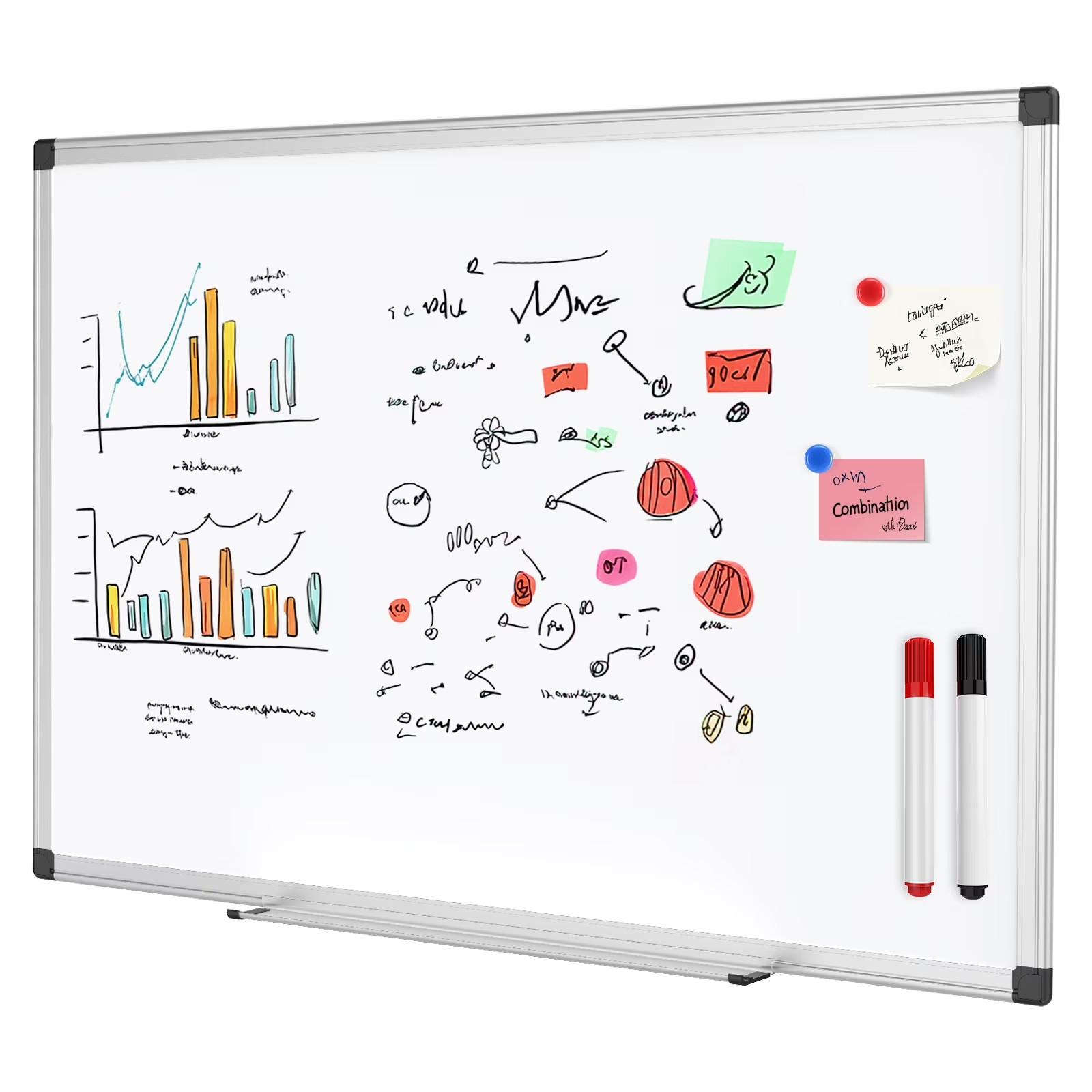36 X 24 Inches Magnetic Dry Erase Board with Aluminum Frame, Whiteboard for Home