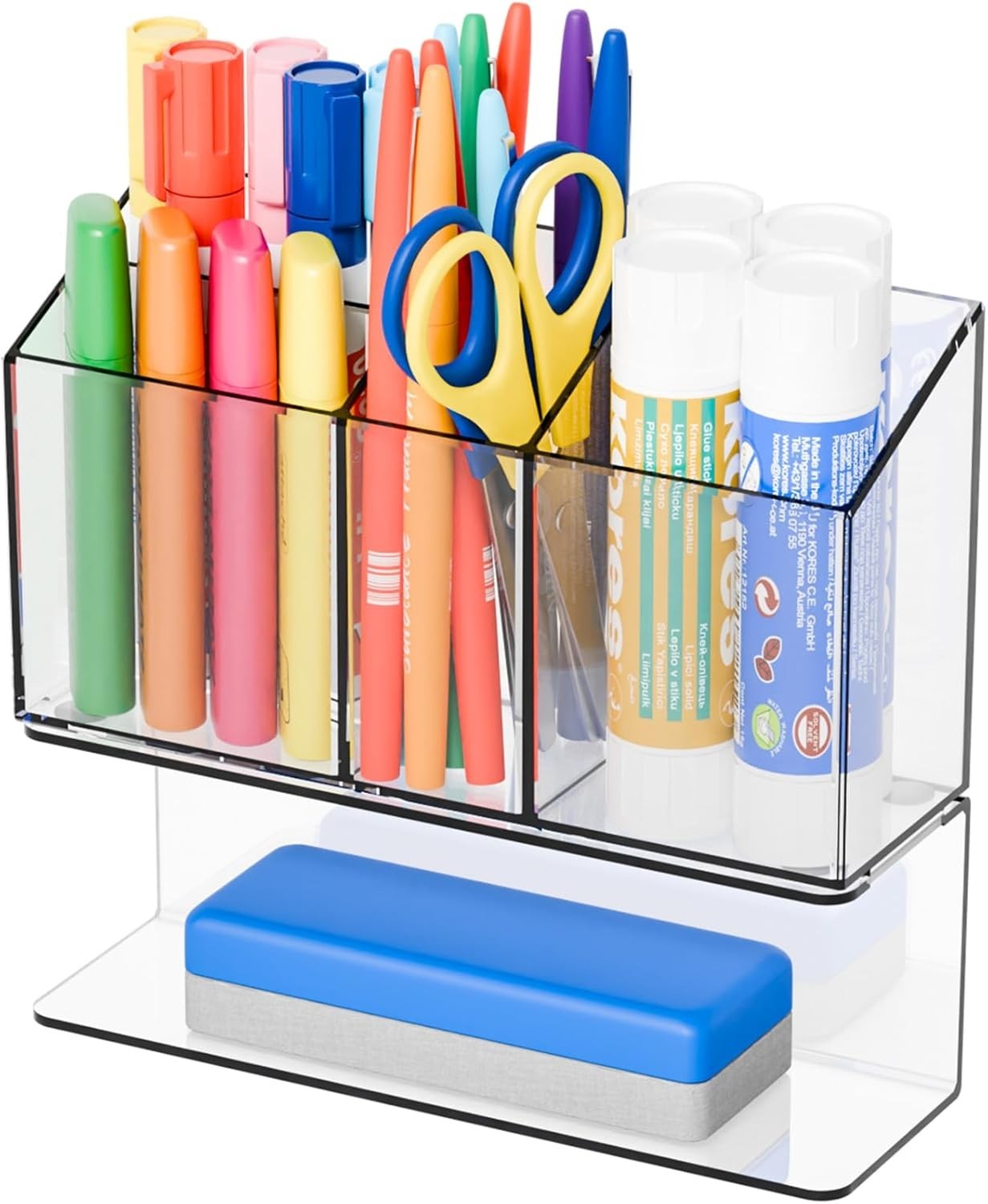 Clear Magnetic Dry Erase Marker Holder for Whiteboard,Non-Slip Magnet Expo Marke