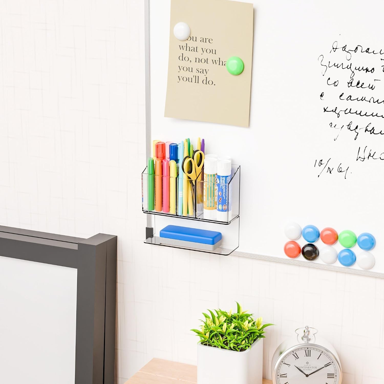 Clear Magnetic Dry Erase Marker Holder for Whiteboard,Non-Slip Magnet Expo Marke