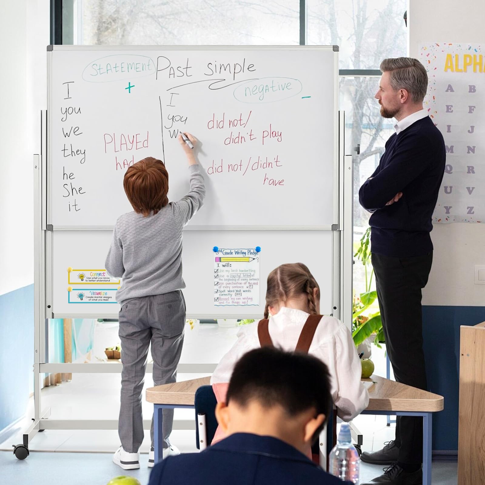 MAKELLO Rolling Whiteboard on Wheels 60×48 in, Large Dry Erase Board with St…