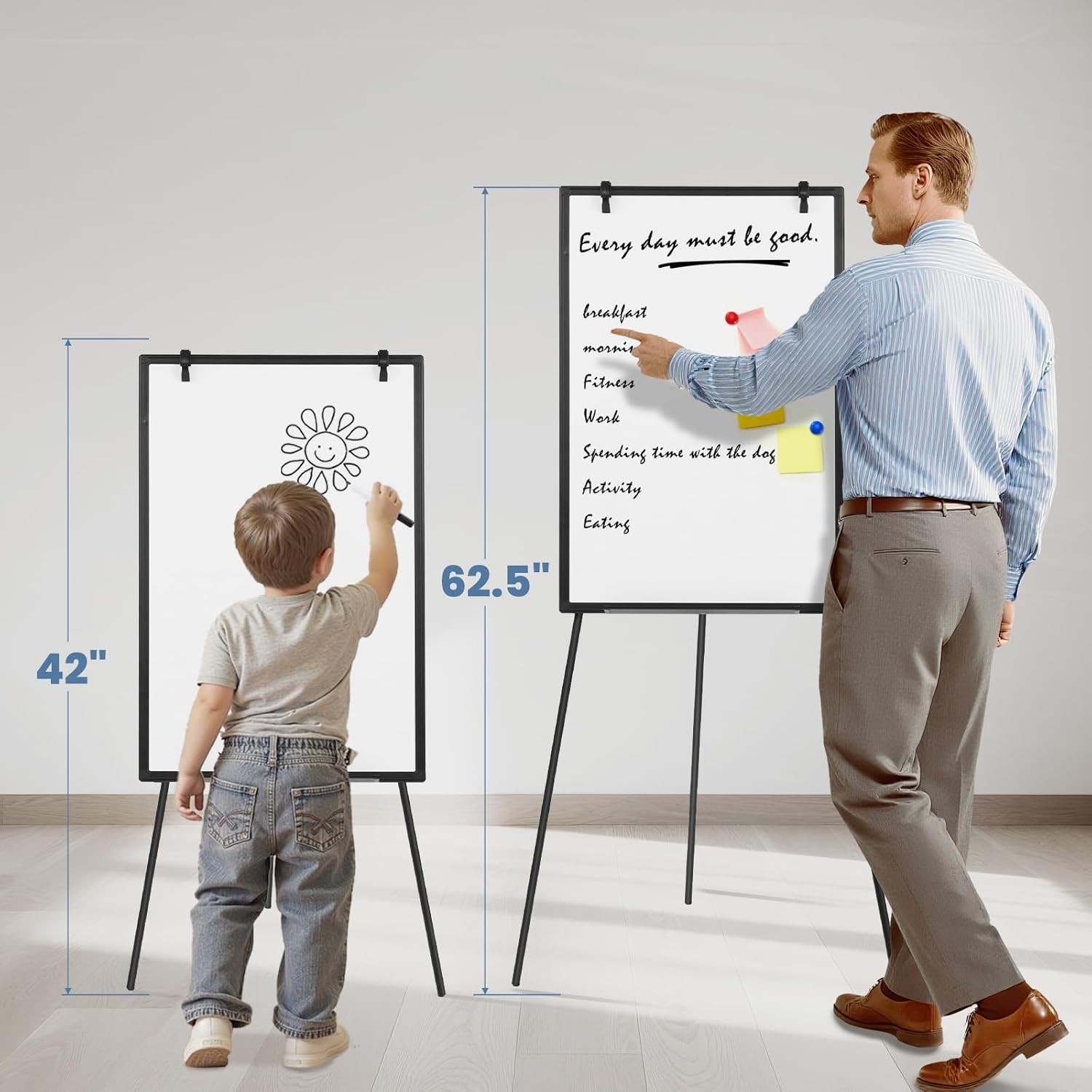 Whiteboard Easel Magnetic White Board Dry Erase Portable Boards with Stand