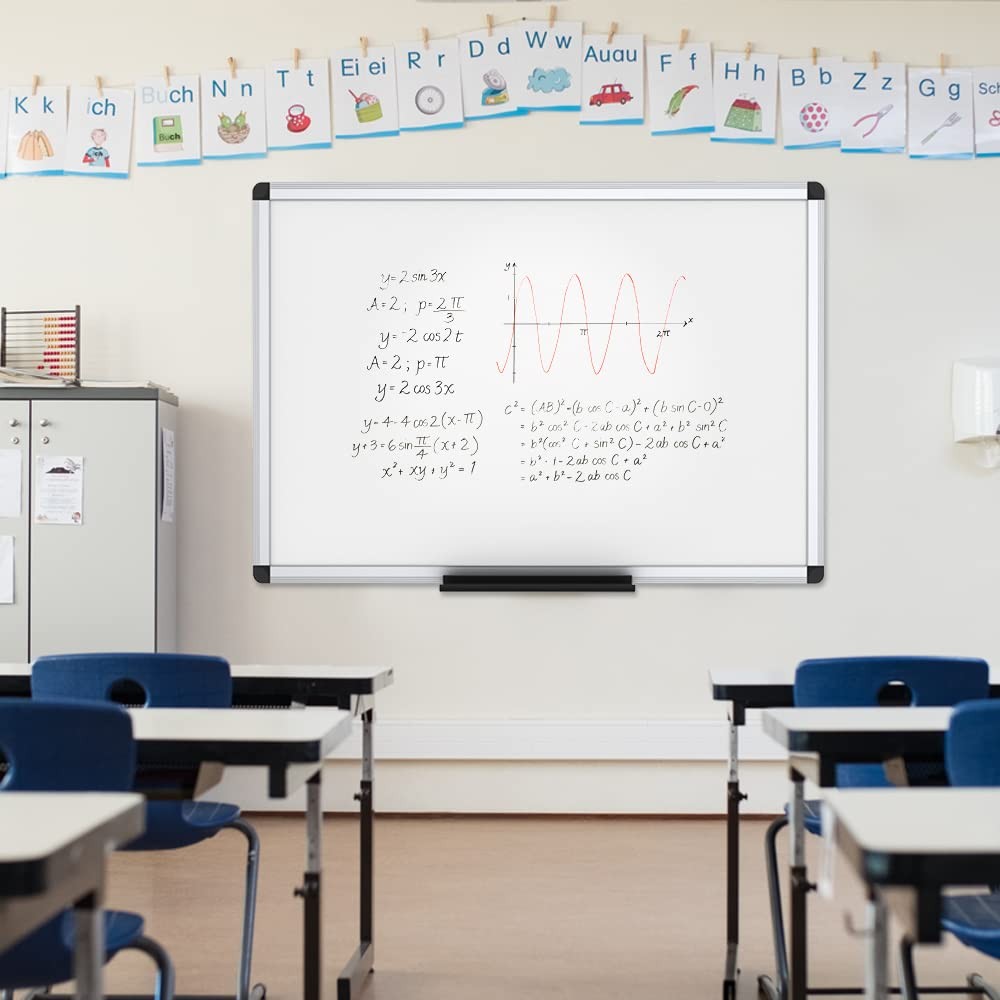 VIZ-PRO Magnetic Whiteboard/Dry Erase Board, 36 X 24 24″W x 36″H, Silver