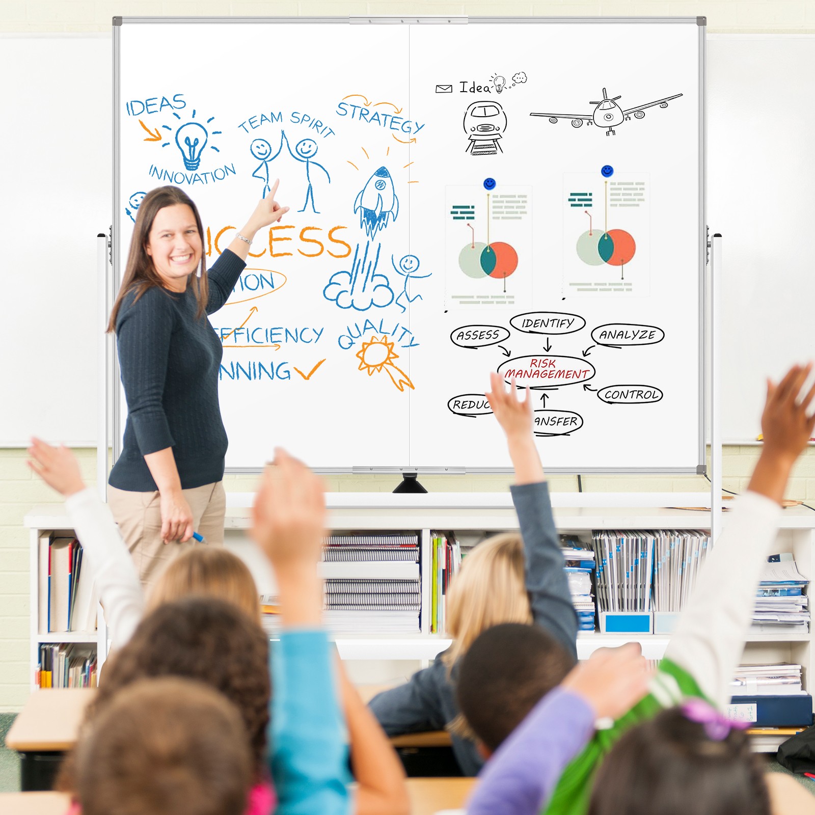 60 x 48 Double Sided Rolling Whiteboard Mobile Magnetic Dry Erase Board w/ Stand
