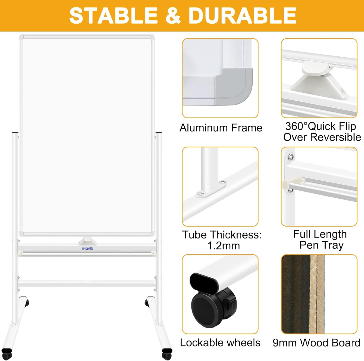 Magnetic Whiteboard Mobile Dry Erase Board with Stand 40″X28″ Double Side Rollin