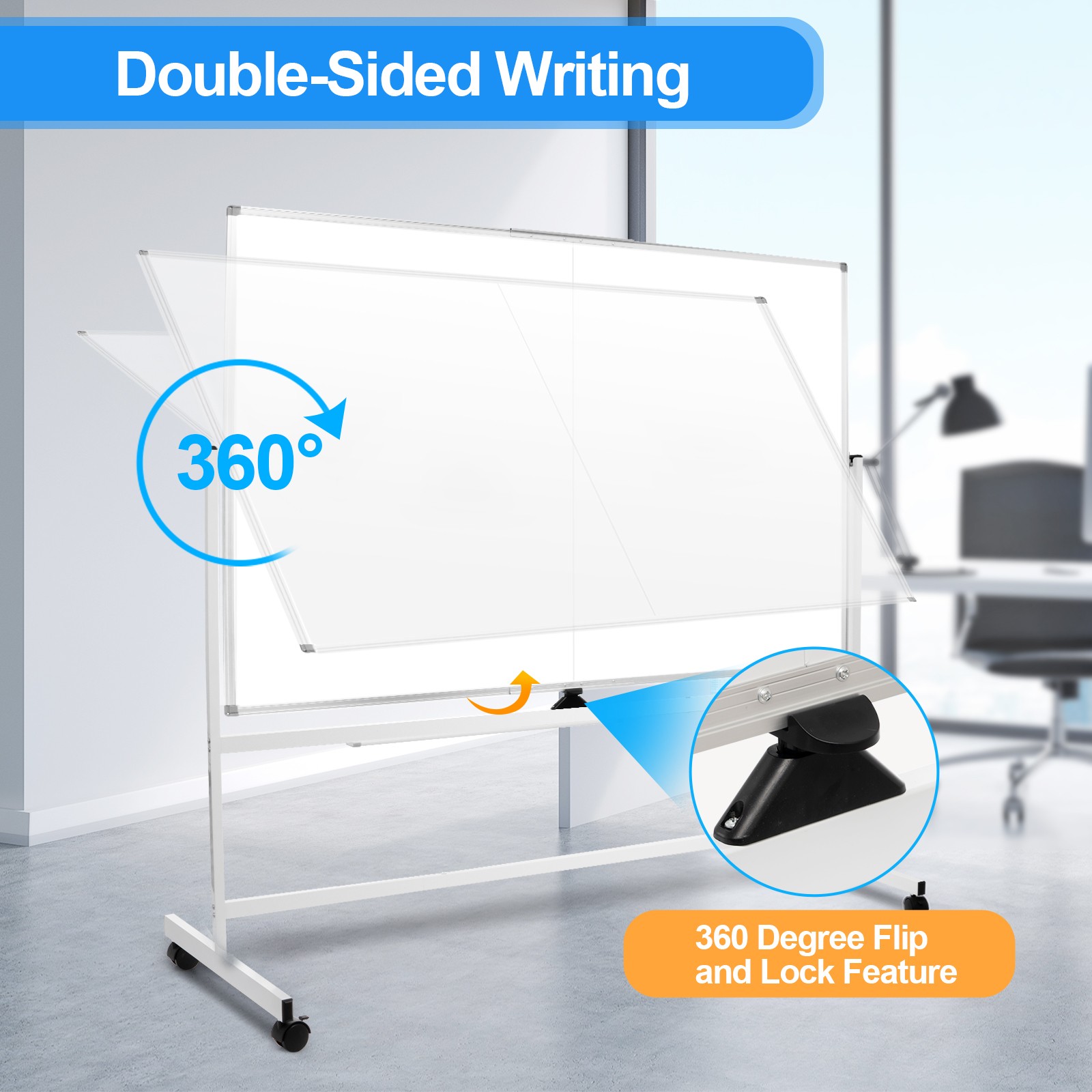 60 x 48 Double Sided Rolling Whiteboard Mobile Magnetic Dry Erase Board w/ Stand