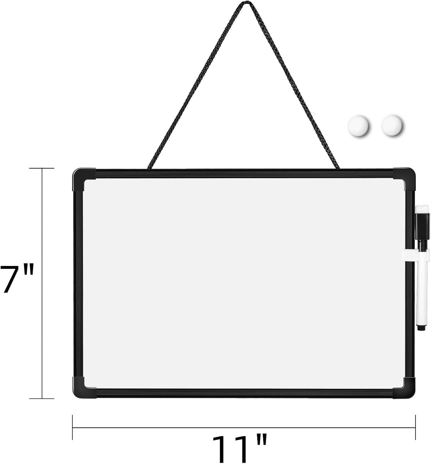 Double-Sided Small White Board Dry Erase, 11″ x 7″ Mini Hanging Dry Erase Boa…