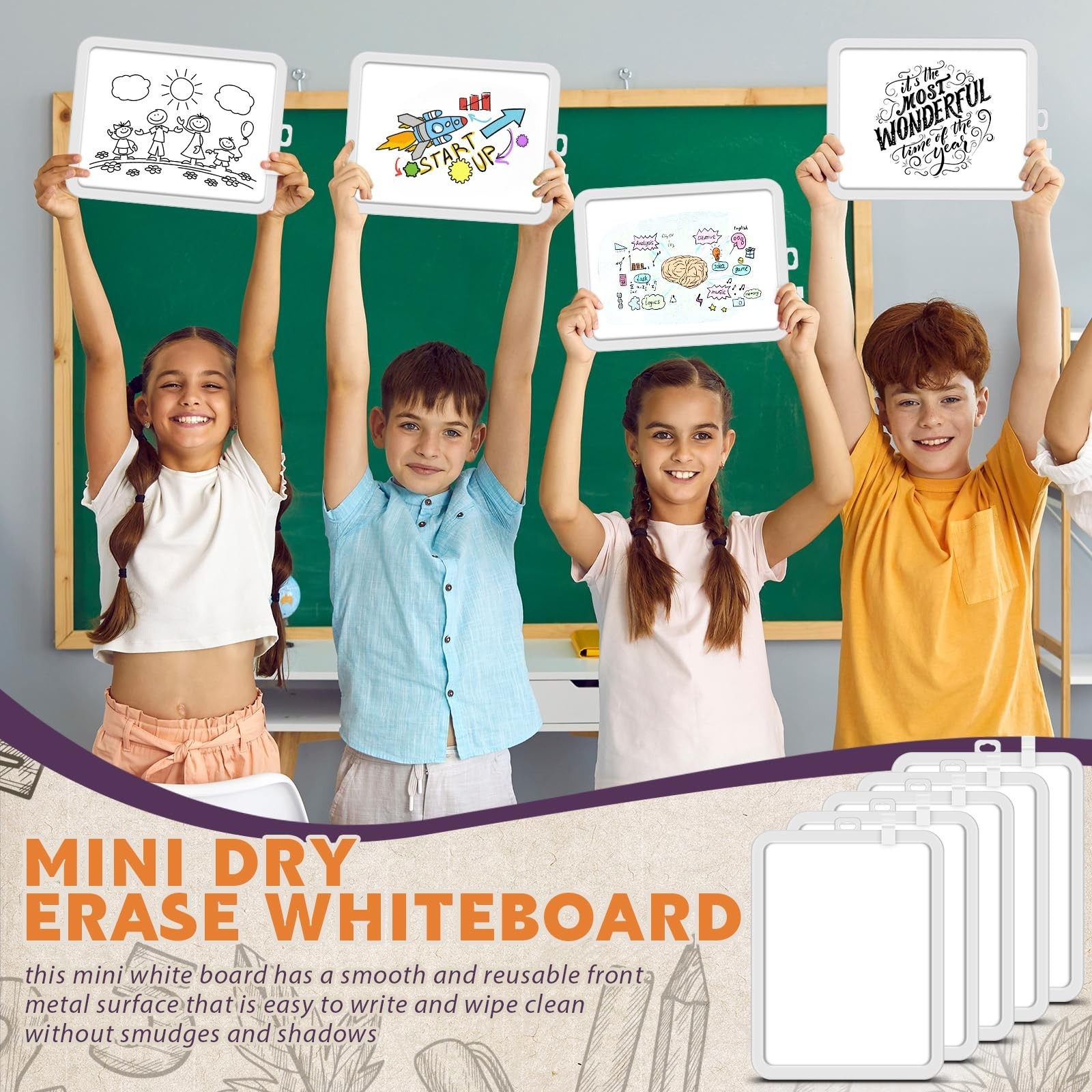 10 Pcs Mini Dry Erase Boards 8.5×11″ Double-Sided Magnetic Whiteboards for Kids
