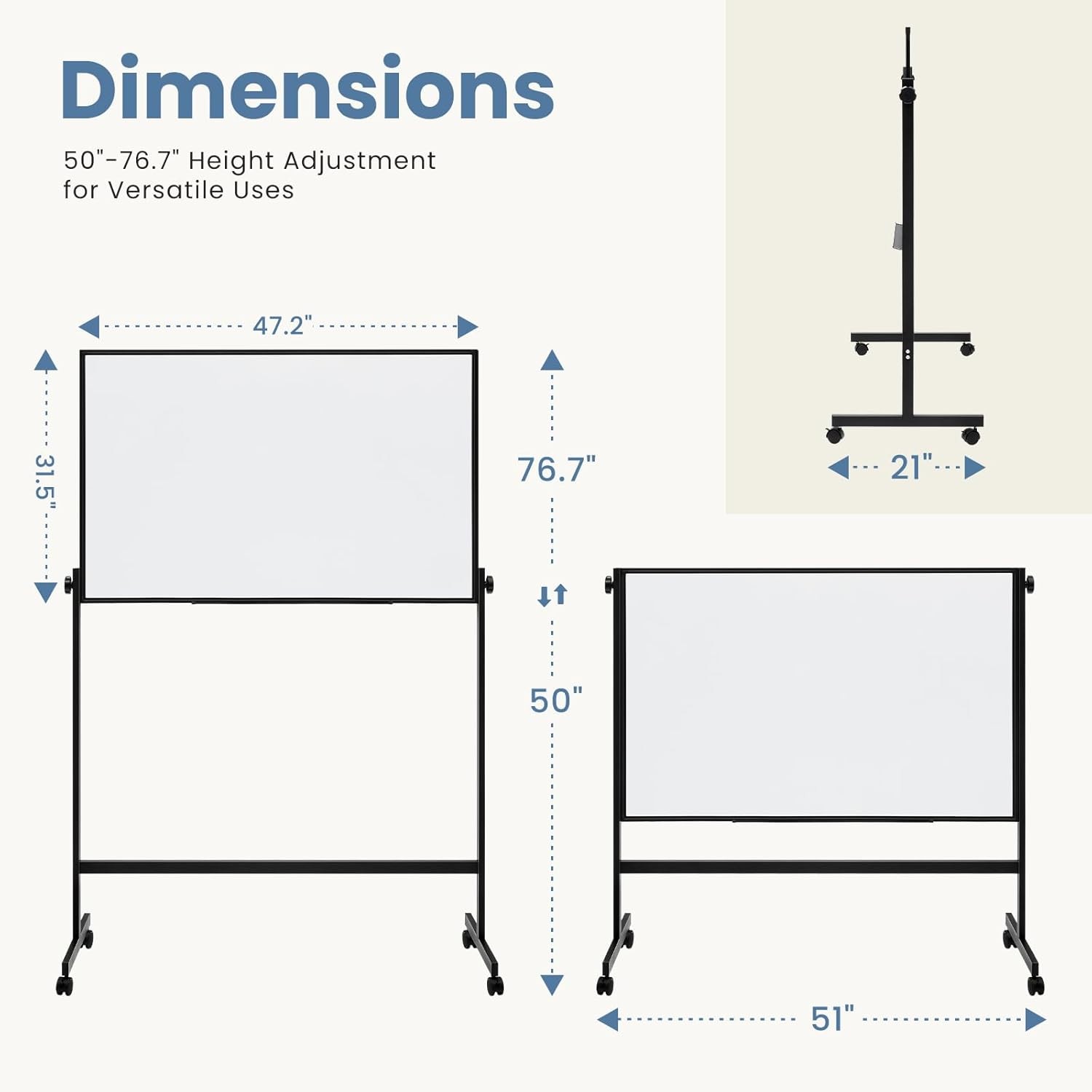 Whiteboard Easel Magnetic White Board Dry Erase Portable Boards with Stand