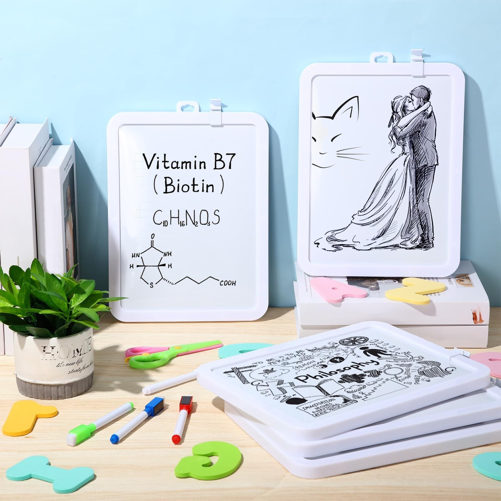 10 Pcs Mini Dry Erase Boards 8.5×11″ Double-Sided Magnetic Whiteboards for Kids
