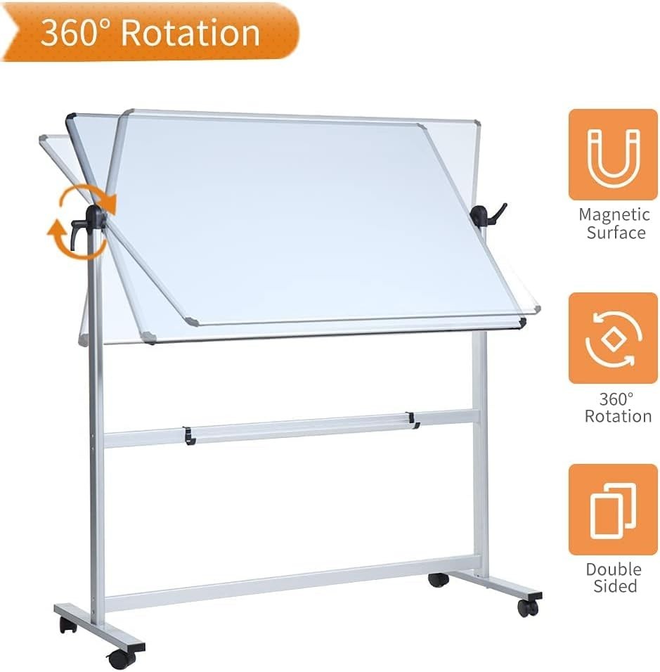 Durable 48″ x 32″ Double-Sided Whiteboard with Caster Wheels for Easy Mobility