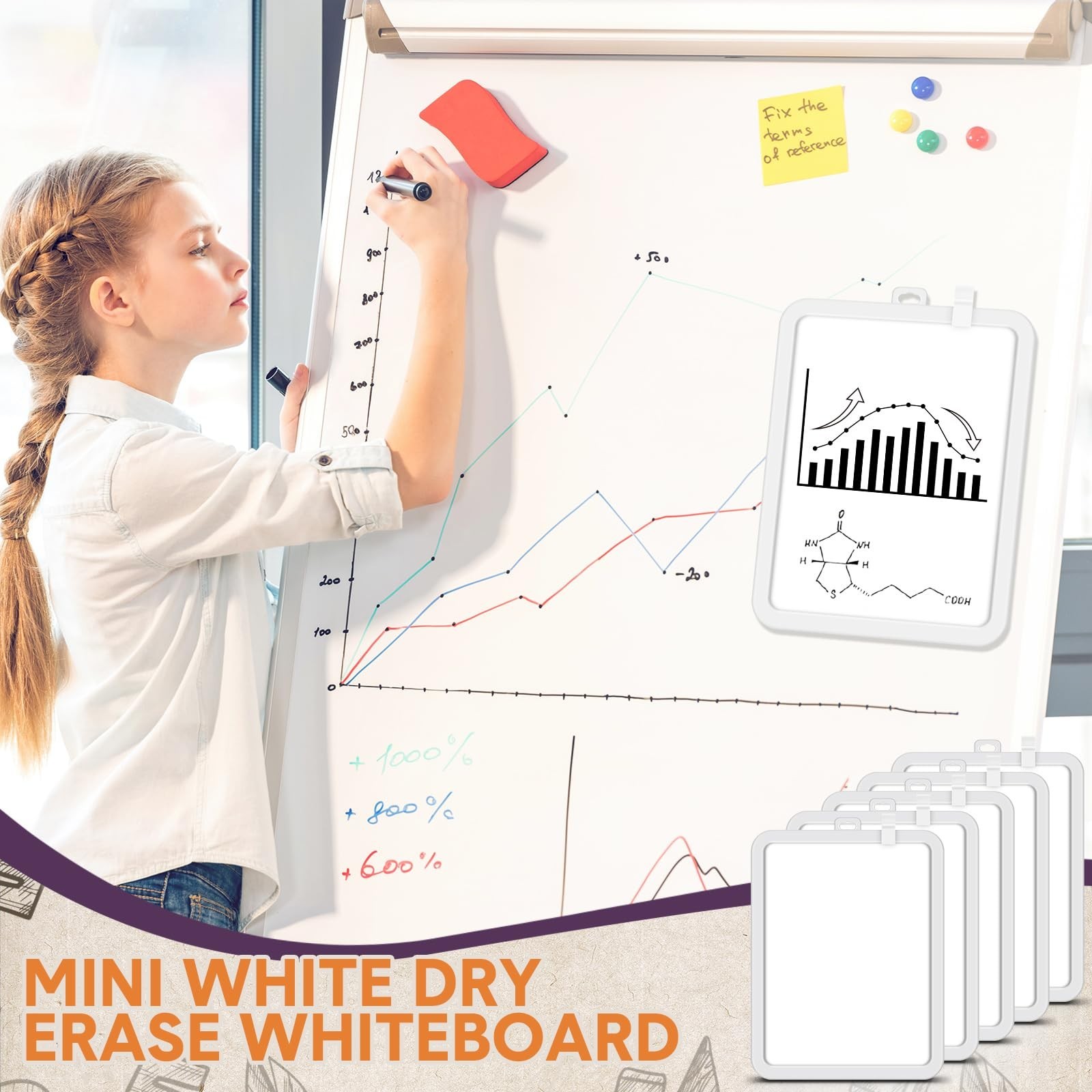 10 Pcs Mini Dry Erase Boards 8.5×11″ Double-Sided Magnetic Whiteboards for Kids