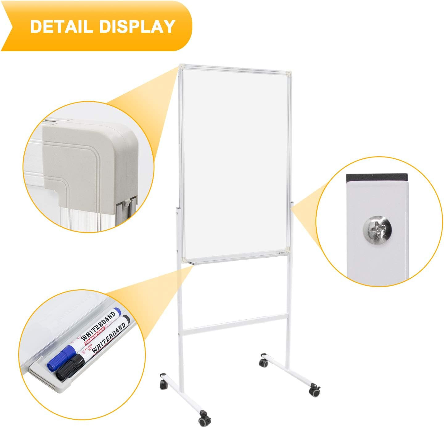 24″X36″ Dry Erase Board with Stand – Adjustable Height Double Side Mobile Magnet