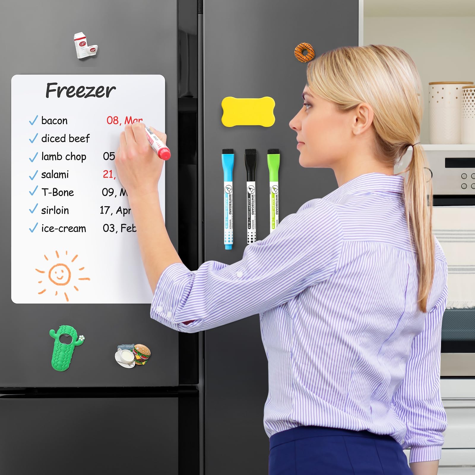 1 Pack Magnetic Dry Erase Board Sheet for Fridge, 12″x8″ 8″W x 12″H, White