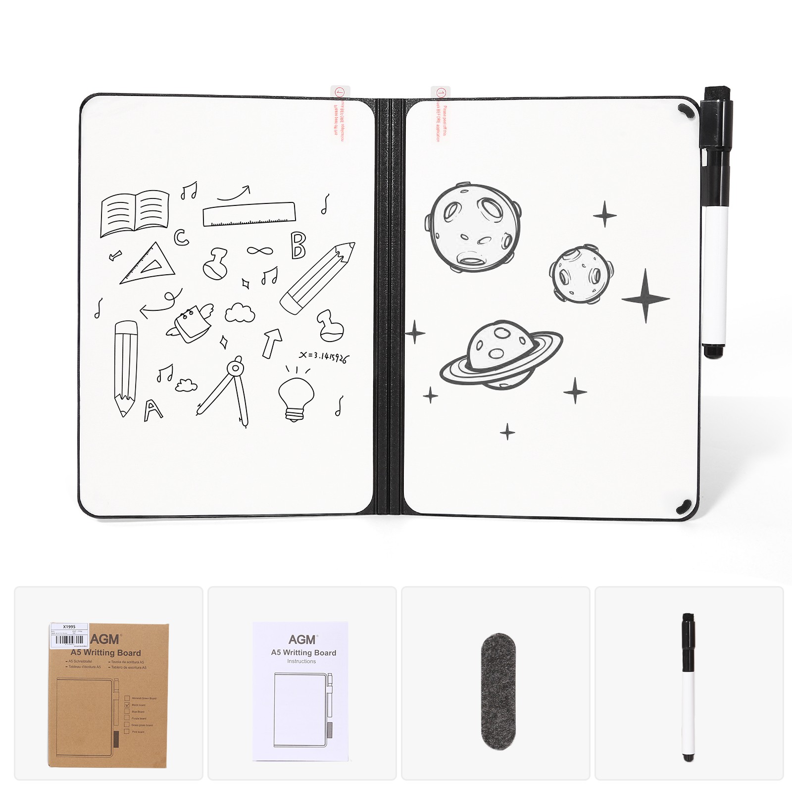Mini Dry Erase Board Double Sided | Portable Folding Whiteboard with Pen