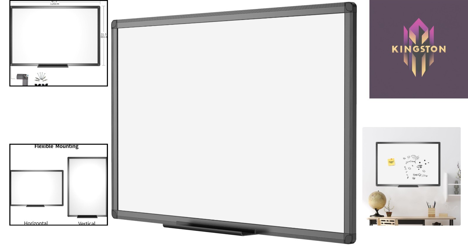 Versatile Magnetic Whiteboard, 48″x32″ – Ideal for Home, Office, and School