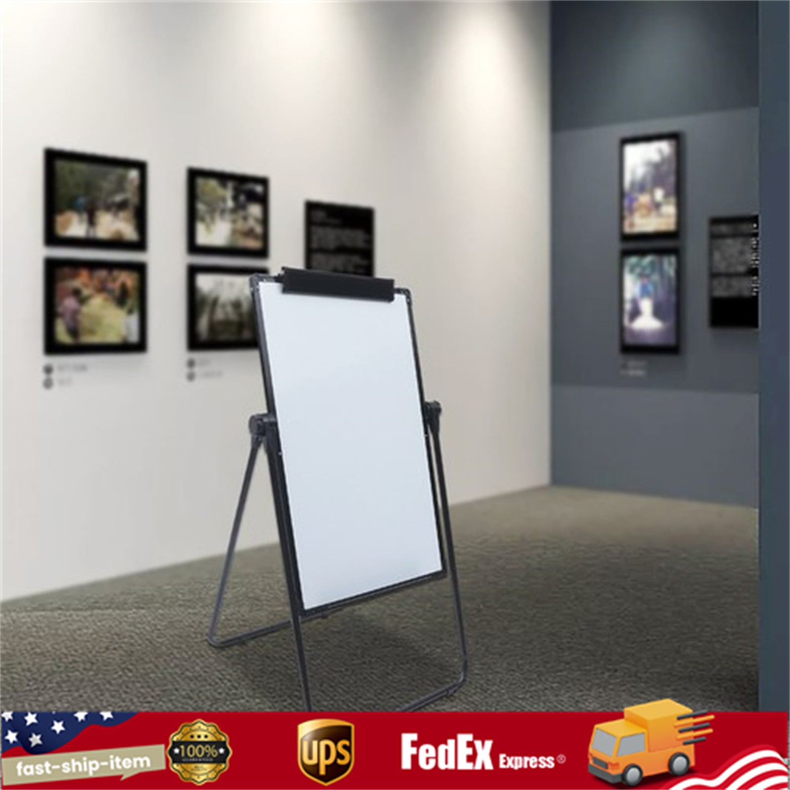 Black Frame Portable Whiteboard Height Adjustable Flip Chart Writing Memo Board