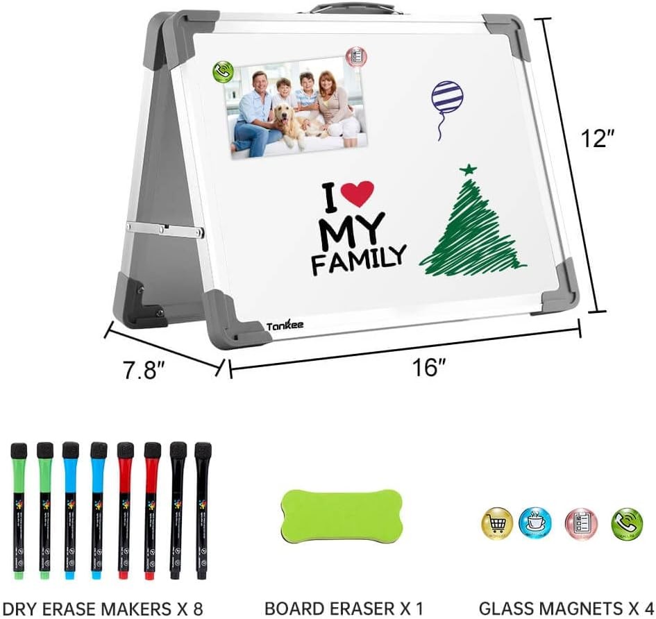 16×12″ Dry Erase Board: Double-Sided, Magnetic, Portable Desk Whiteboard
