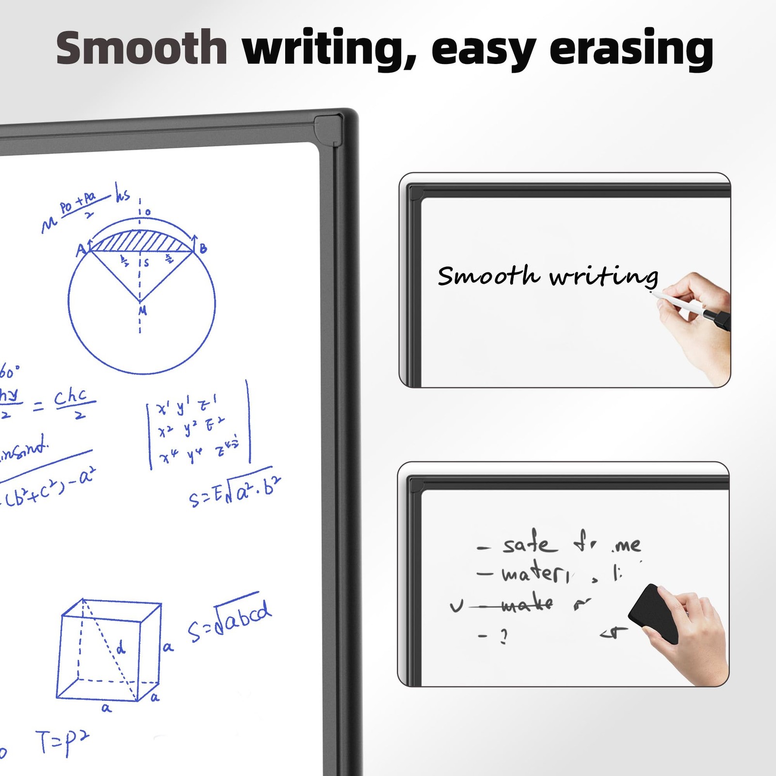 VUSIGN 36×24 Magnetic Dry Erase Whiteboard, Wall Mount, Black Frame
