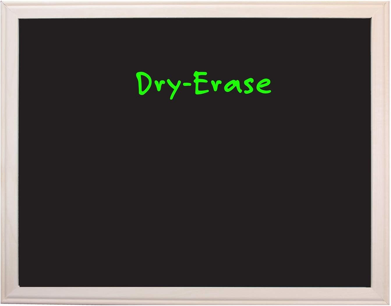 18×24 Black Dry Erase Board Wood Frame Non Ghosting Wall Hanging Home