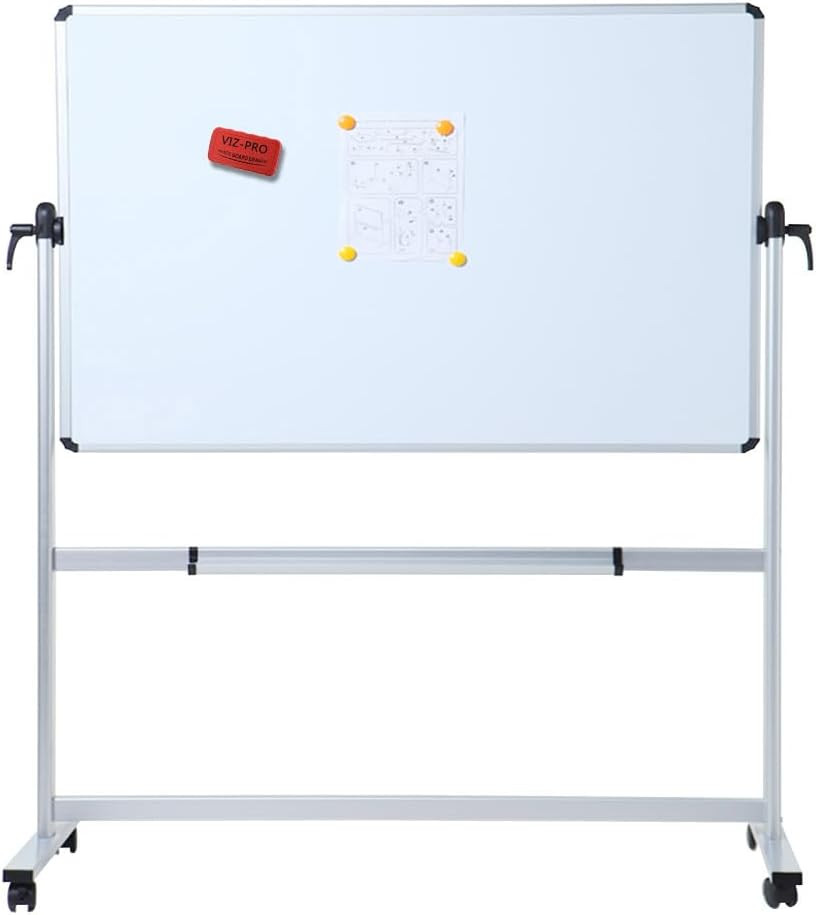 Double-Sided Magnetic Mobile Whiteboard, 60 X 36 Inches, Rolling Dry Erase Board