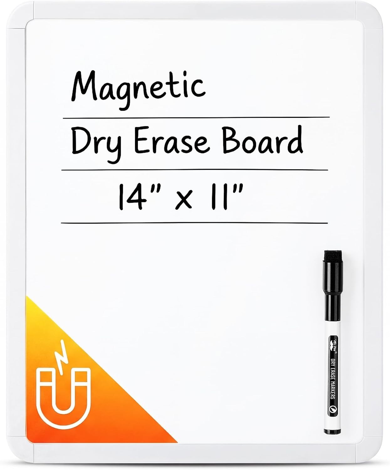 Student-Friendly 14” x 11” White Dry Erase Board with Easy Wall Mount & Marker