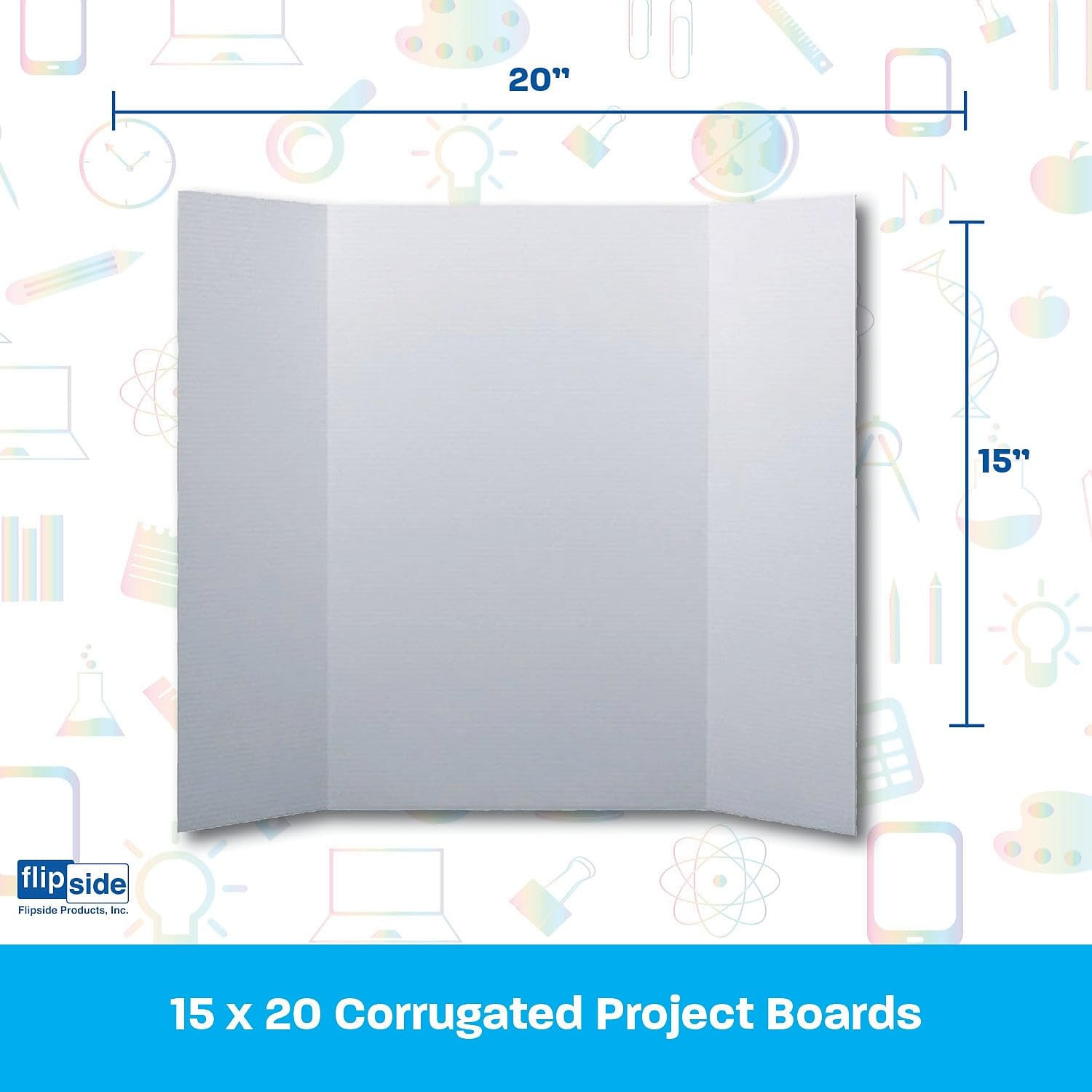 15×20 Mini Project Boards 48 Pack Trifold 1 Ply Small Display Science Fair