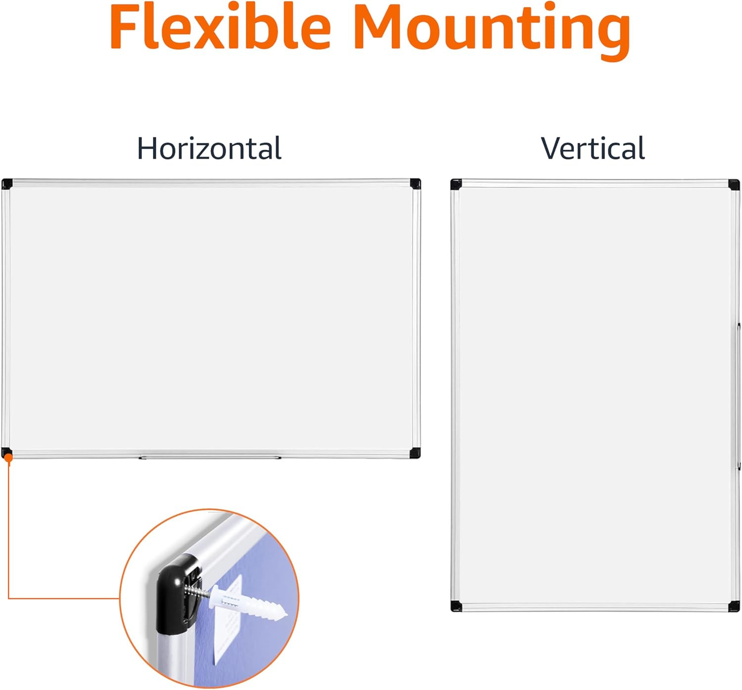 Magnetic Dry Erase Whiteboard, 36″W X 24″H, Aluminum Frame, Silver/White, Easy t