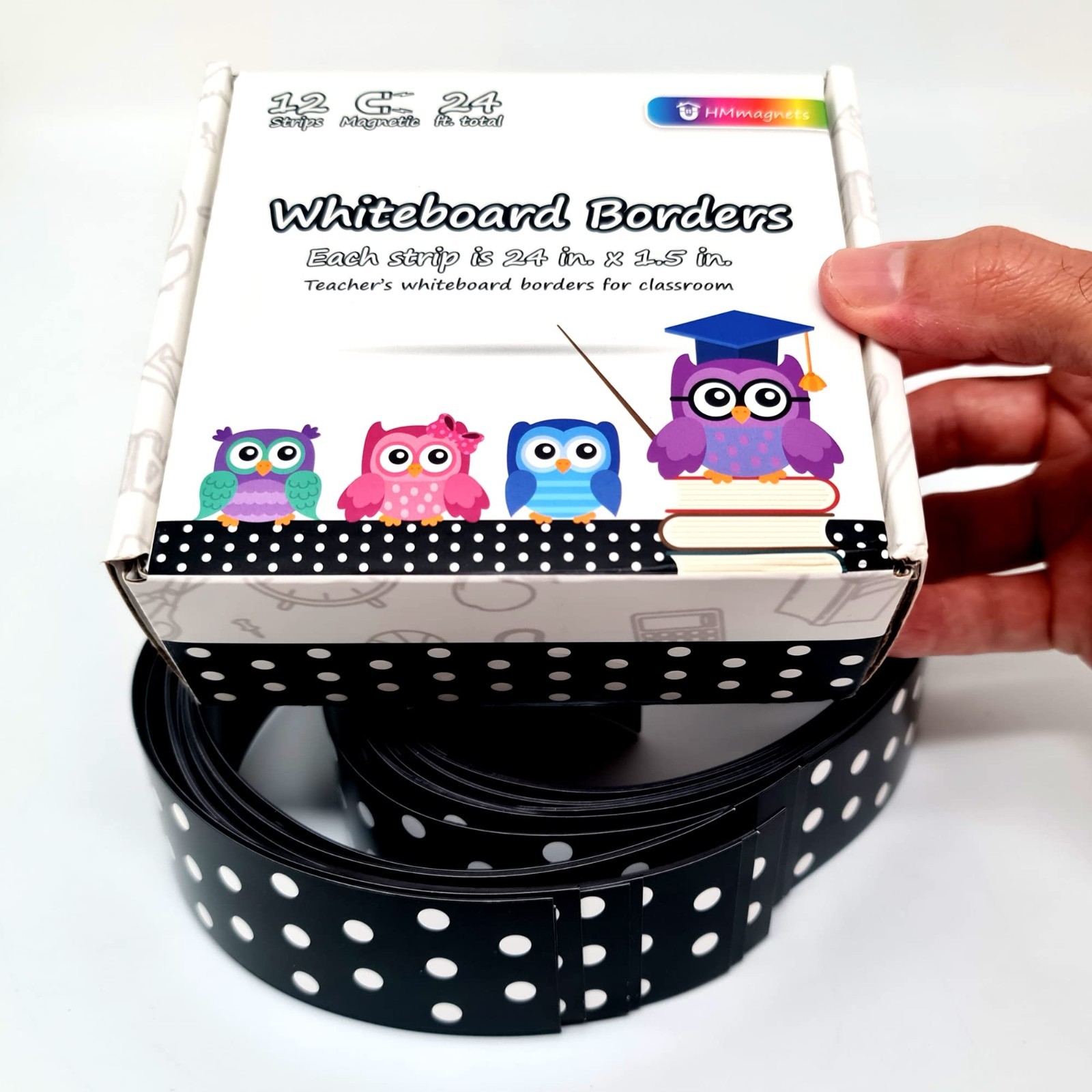 Magnetic Classroom Borders – 12 Strips, 24ft, 4 Designs, Polka Dot & More