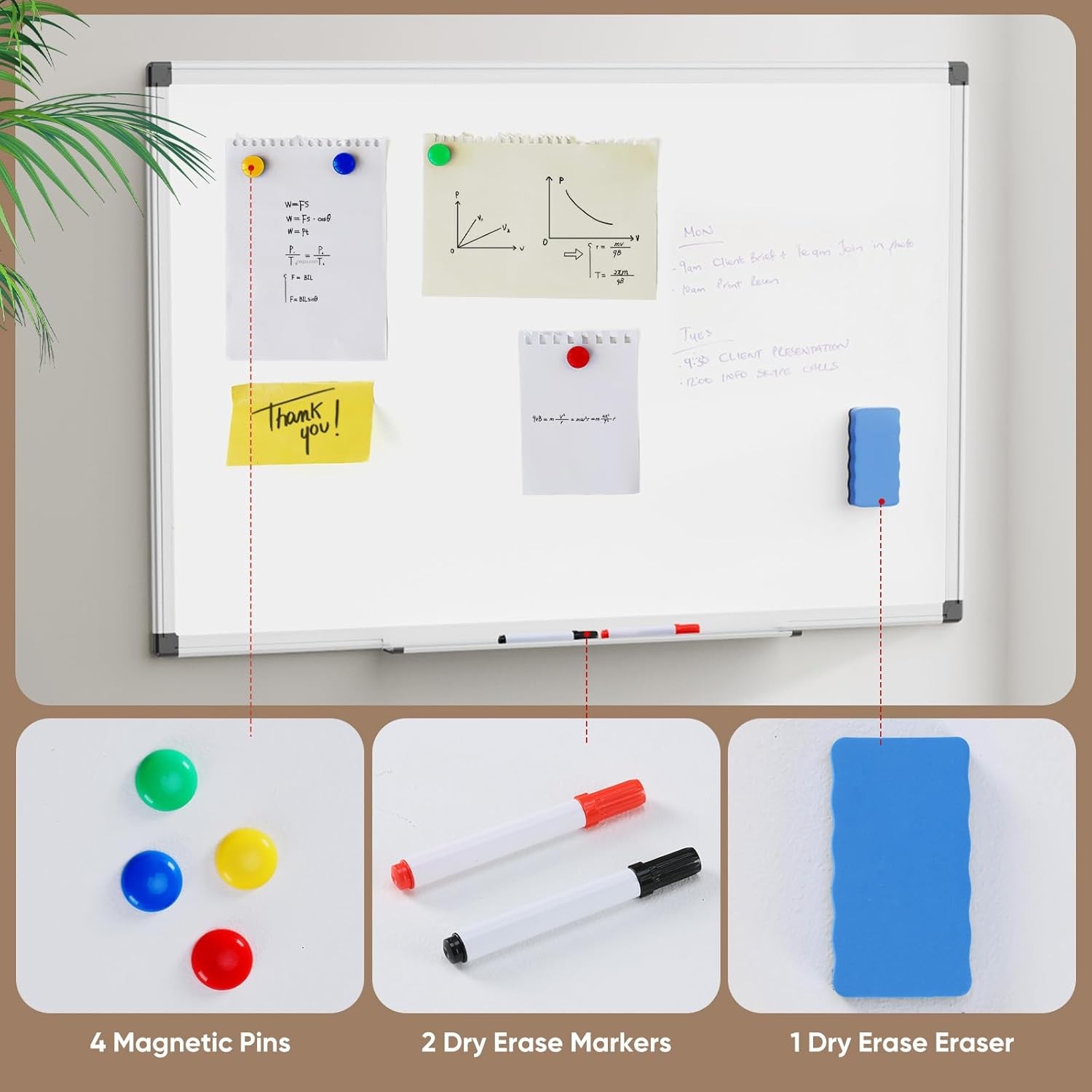Whiteboard Easel Magnetic White Board Dry Erase Portable Boards with Stand