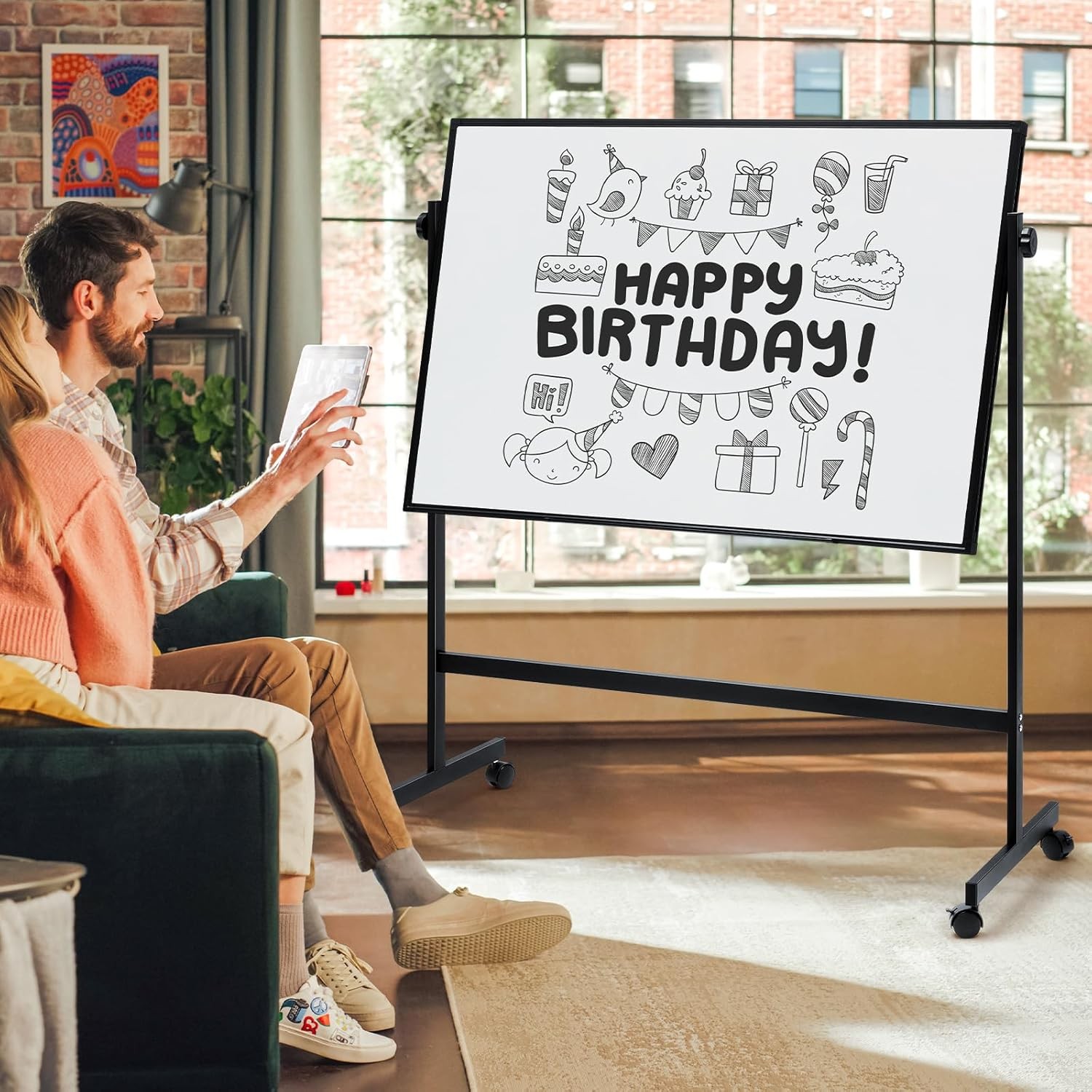 Whiteboard Easel Magnetic White Board Dry Erase Portable Boards with Stand