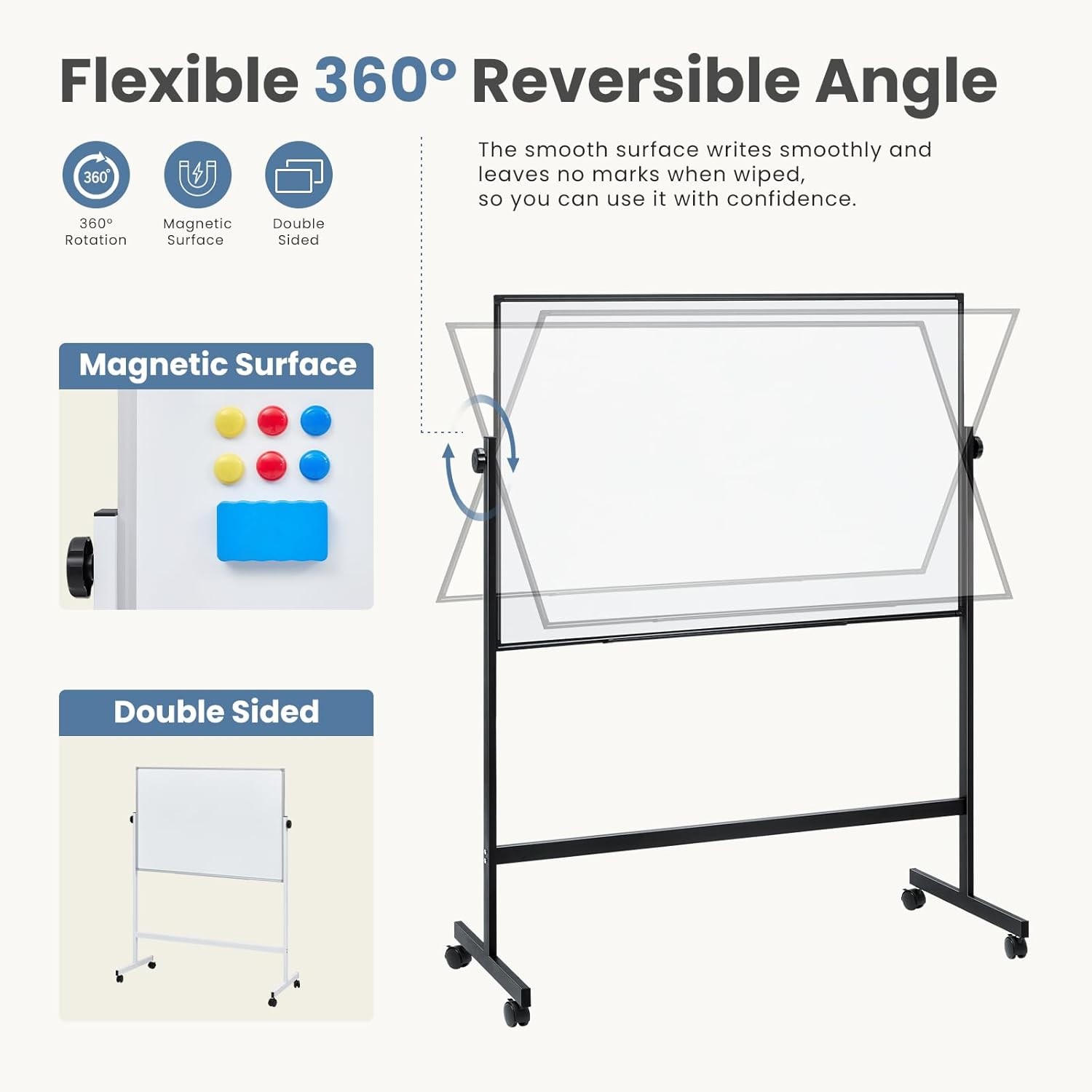Whiteboard Easel Magnetic White Board Dry Erase Portable Boards with Stand