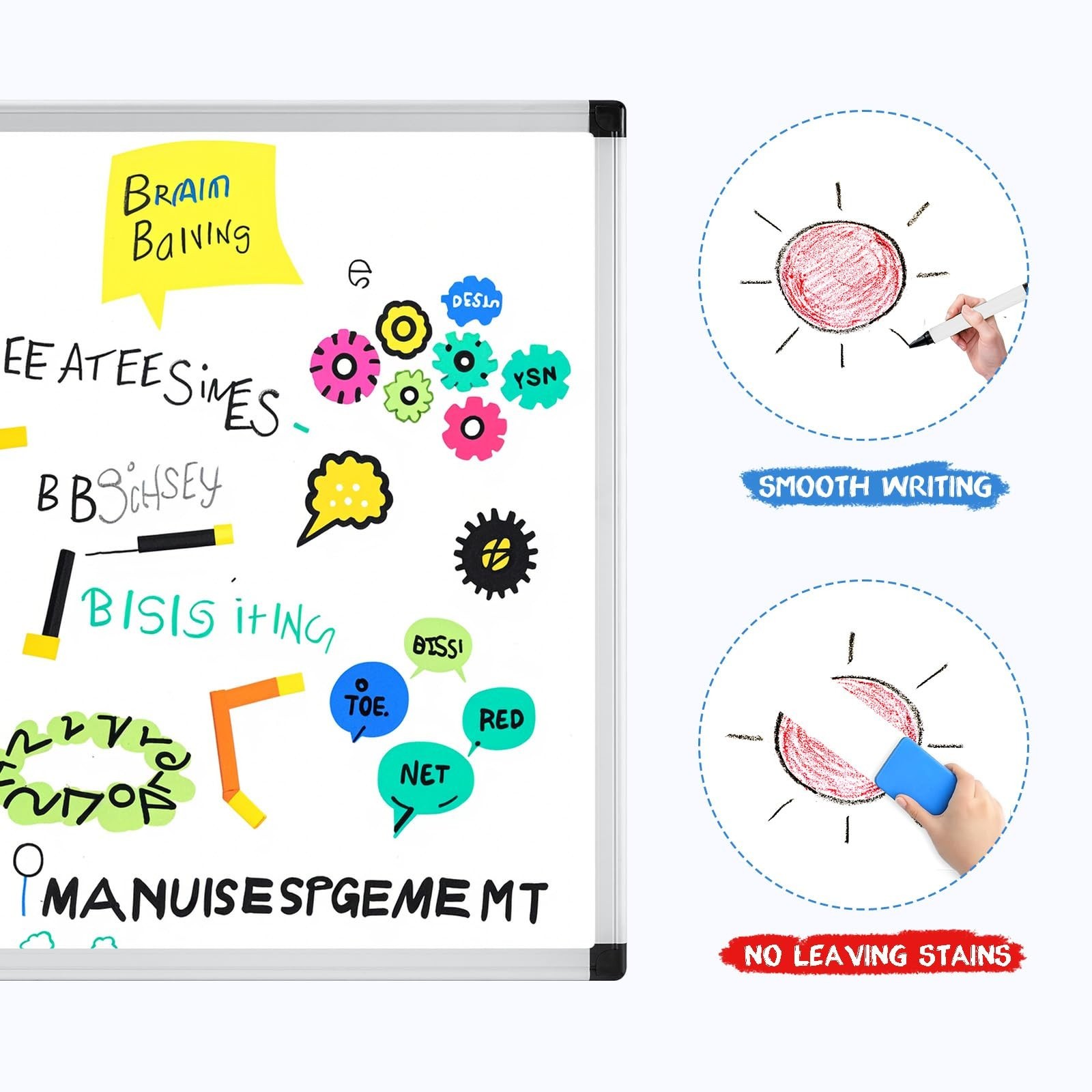 Magnetic Dry Erase Board 36″ x 24″ – Wall-Mounted, Includes Eraser & Markers, Of
