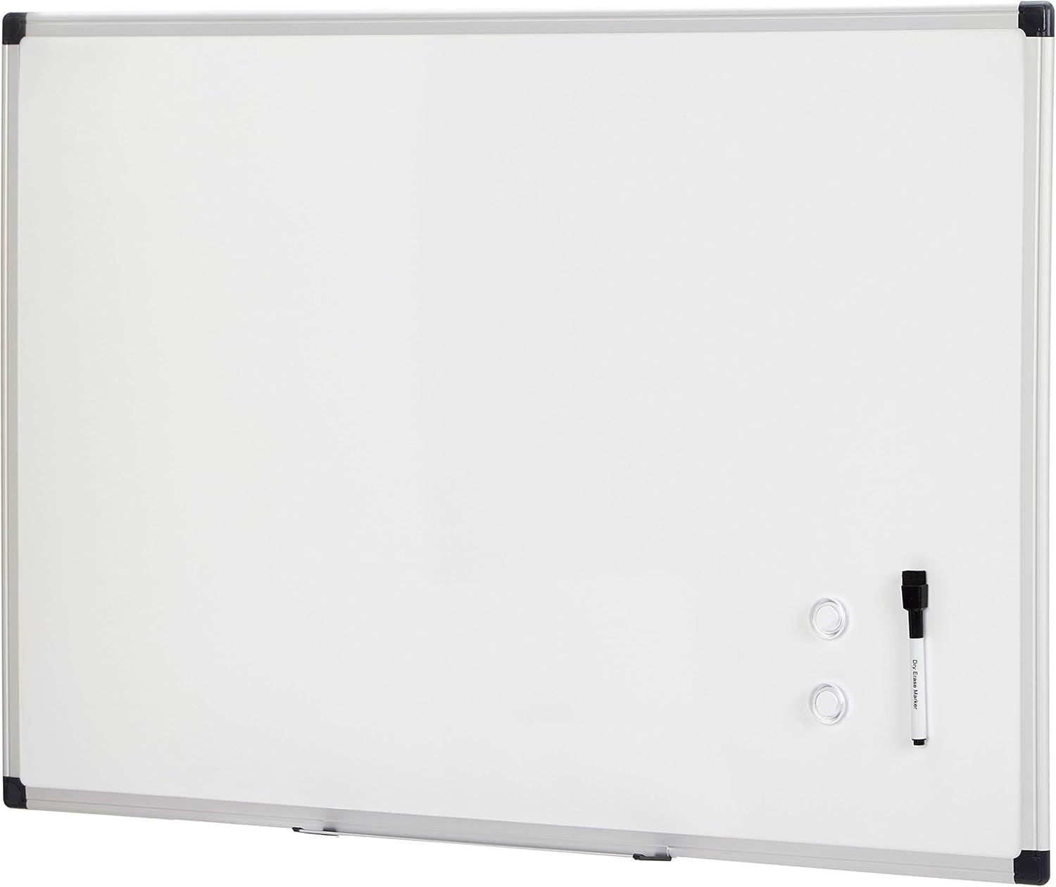 Magnetic Dry Erase Whiteboard, 36″W X 24″H, Aluminum Frame, Silver/White, Easy t