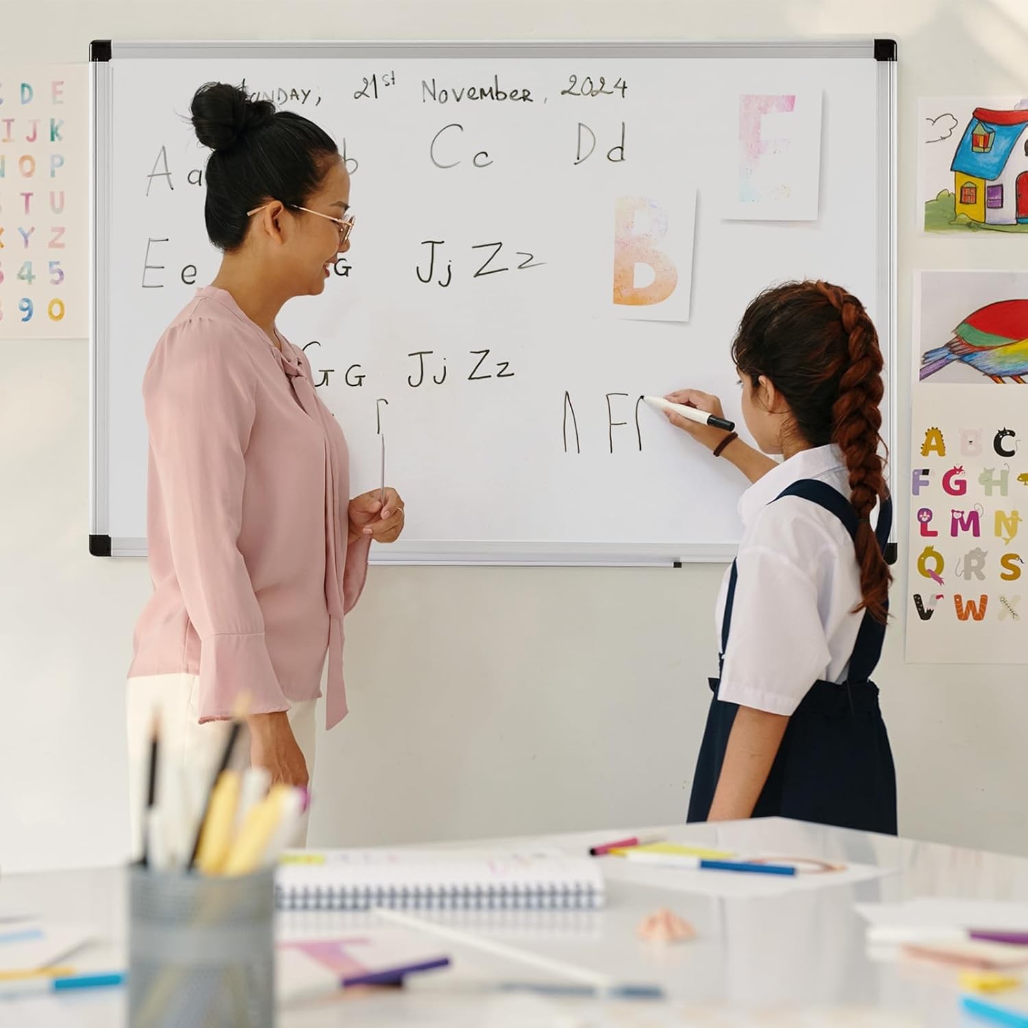 Whiteboard Easel Magnetic White Board Dry Erase Portable Boards with Stand