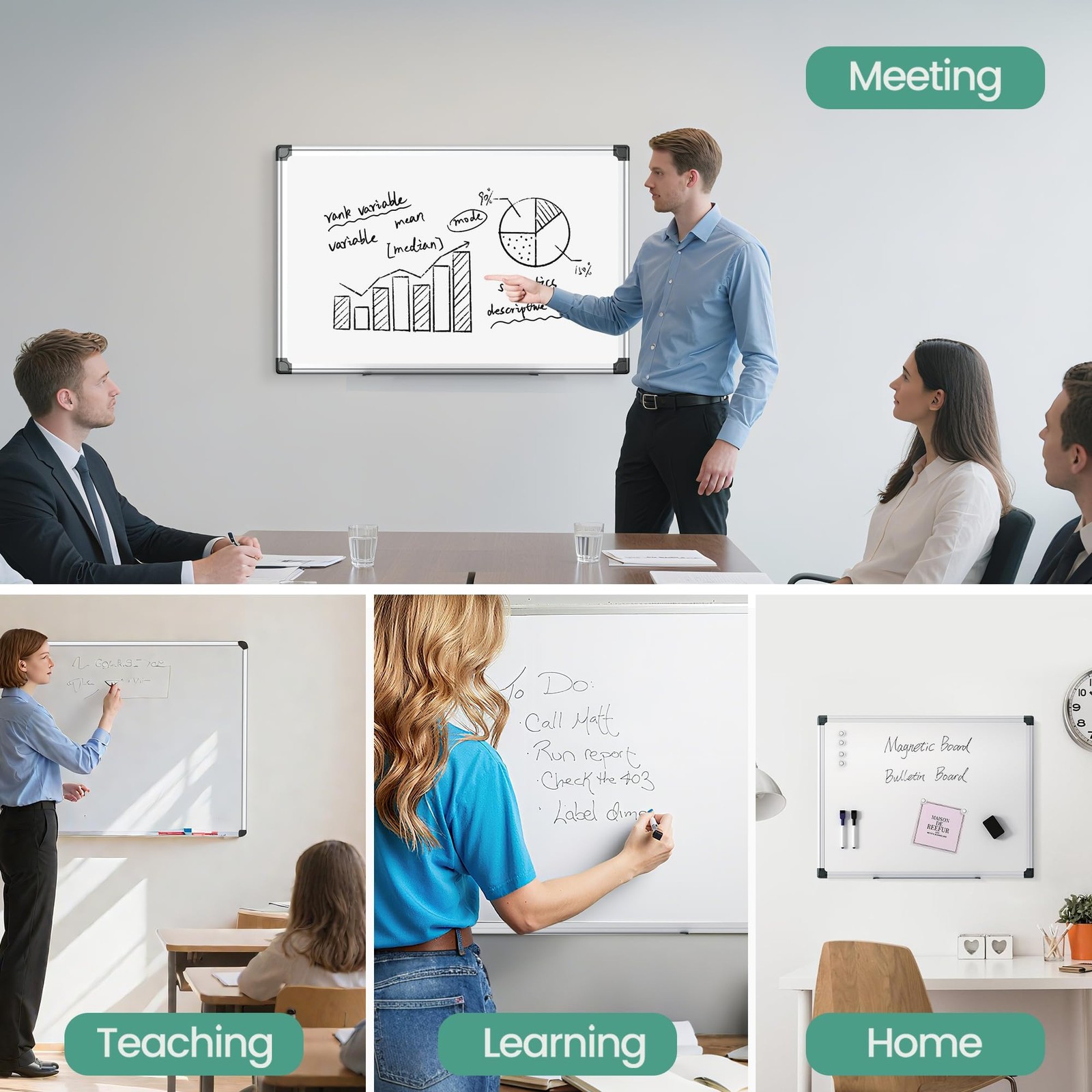 Scribanx Magnetic Dry Erase Board 36 x 24 for Wall, 24″W x 36″H, White
