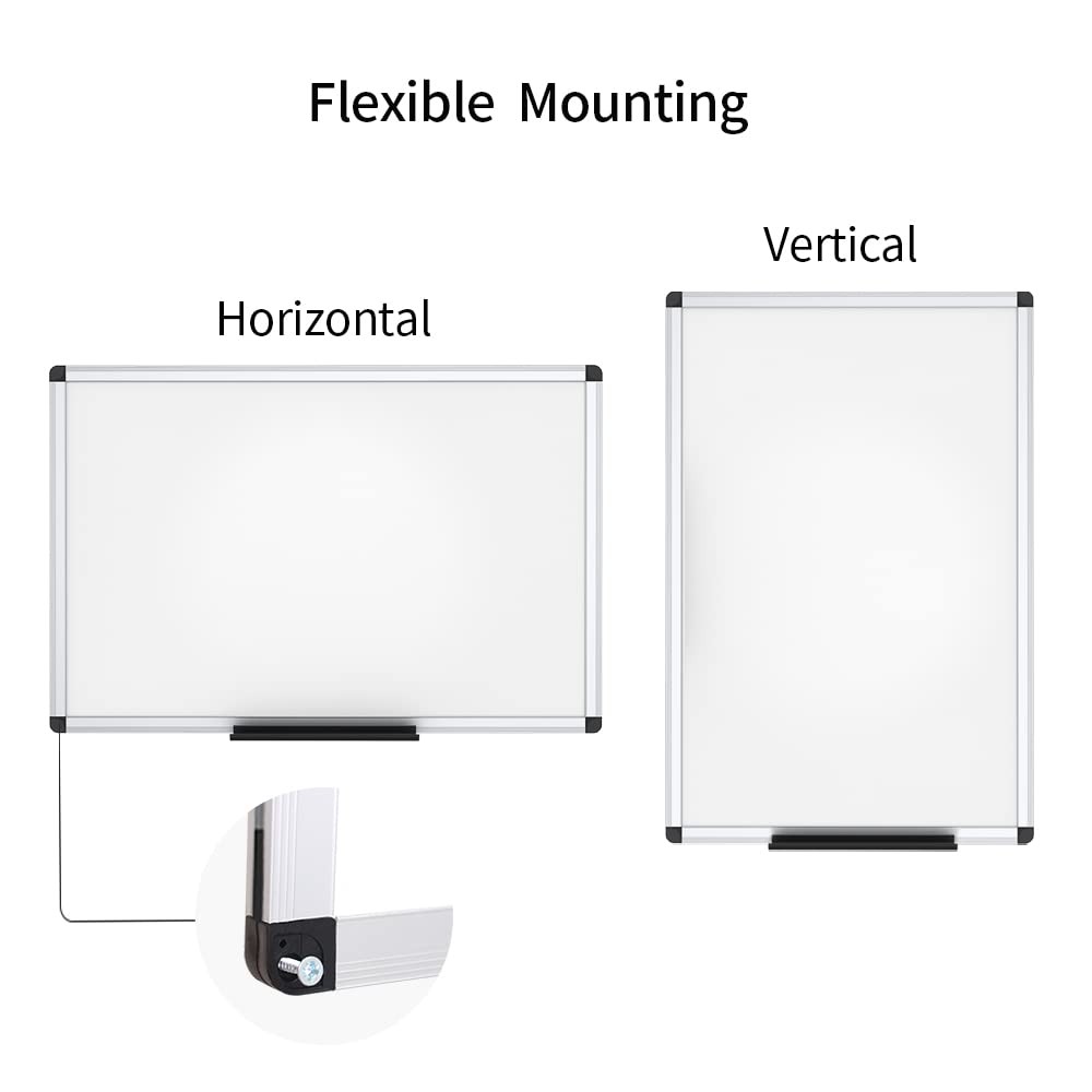 VIZ-PRO Magnetic Whiteboard/Dry Erase Board, 36 X 24 24″W x 36″H, Silver