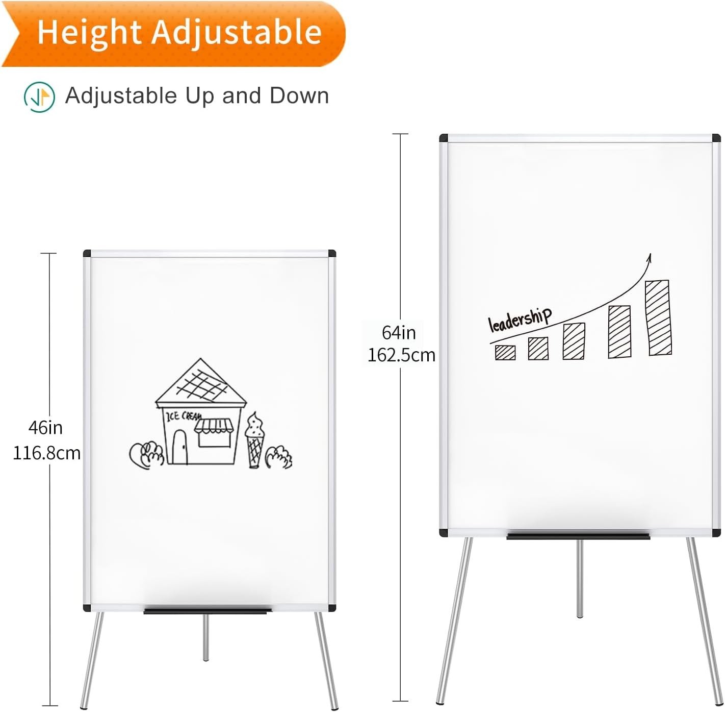 Portable Dry Erase Board Easel 36×24 Inches with Pen Tray Hook Classroom Use