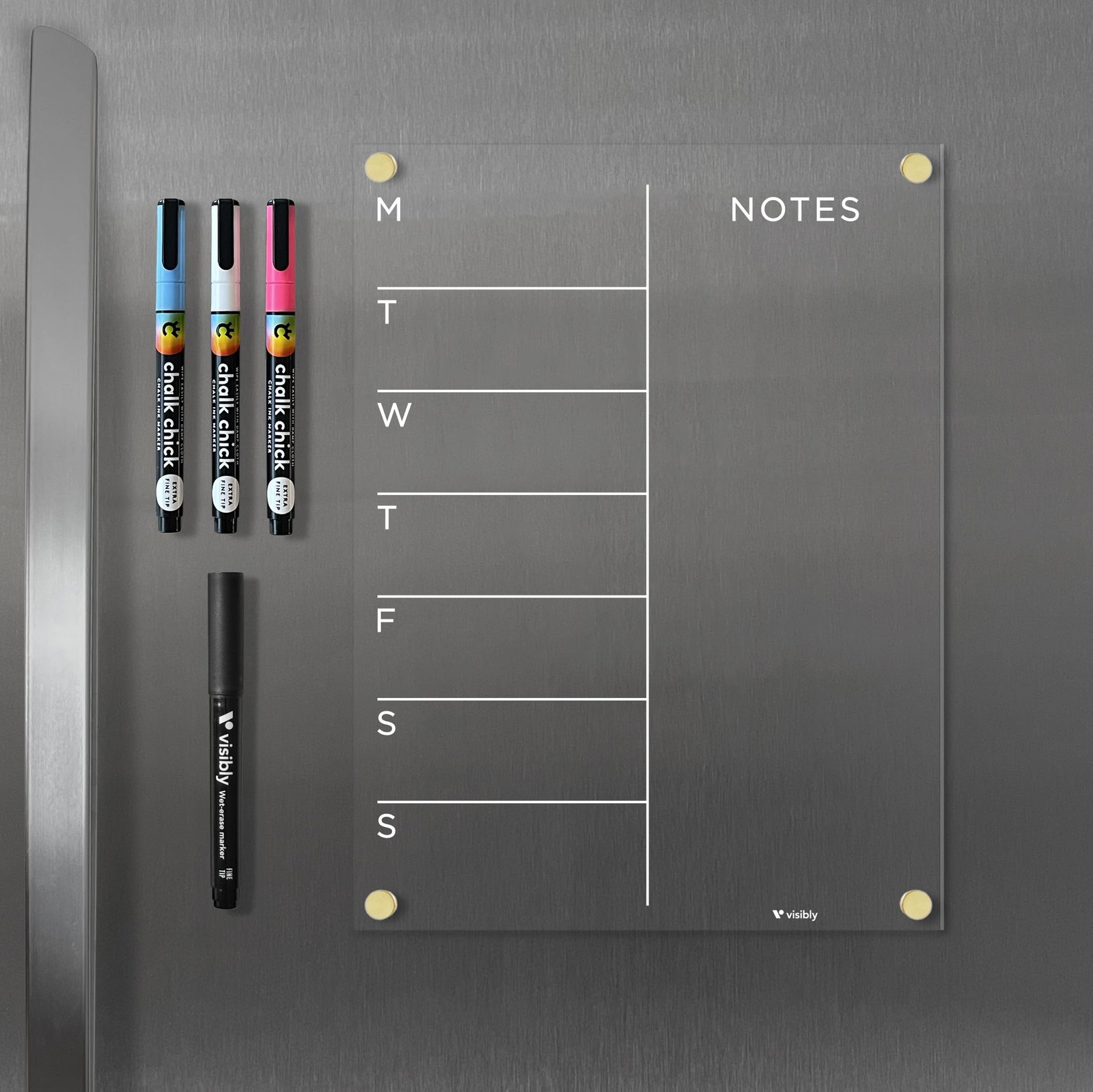 Magnetic Acrylic Weekly Planner for Fridge 9” x 12”, Clear Wet Erase Meal Pla…