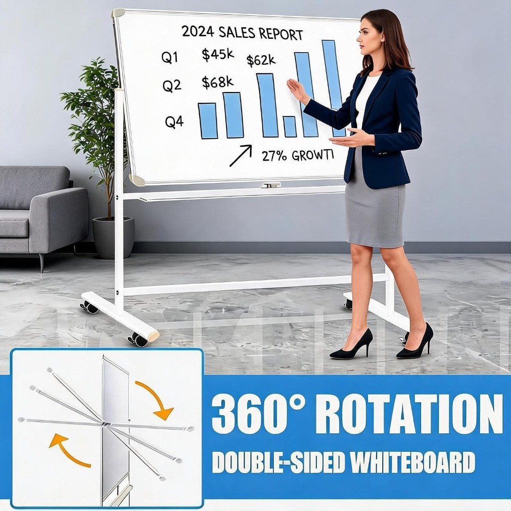 40″×28″/48″×36″ Mobile Dry Erase Board Magnetic Whiteboard w/ StandDouble Sided